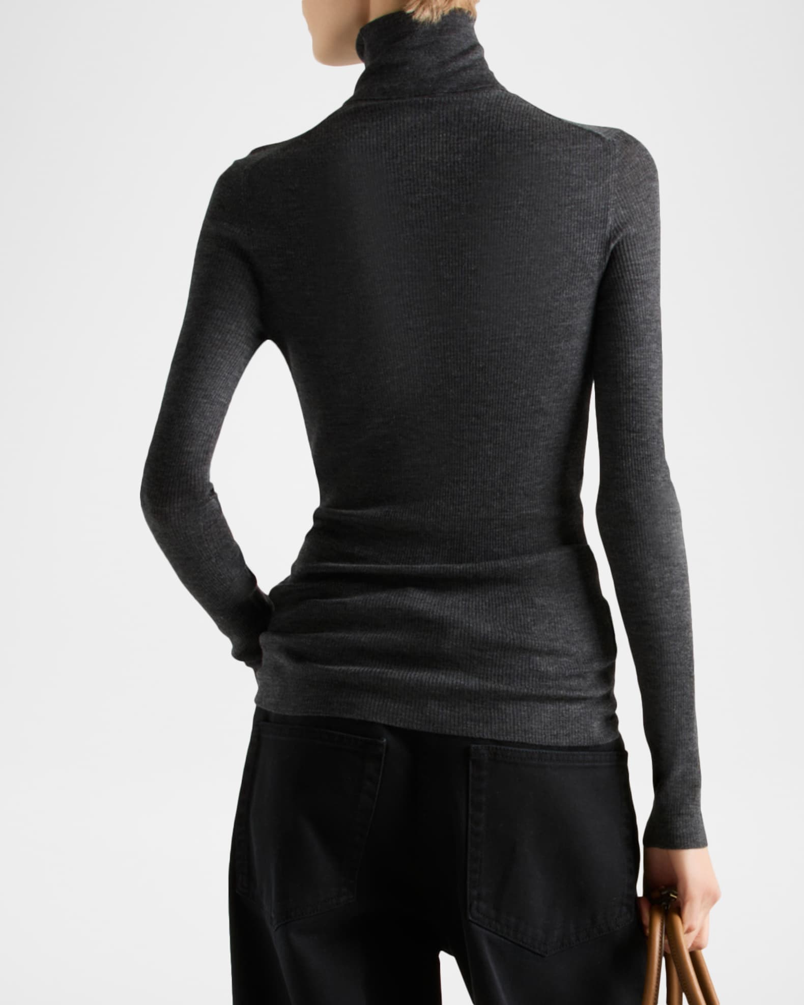 Prada Superfine Wool Turtleneck Logo Sweater | Neiman Marcus