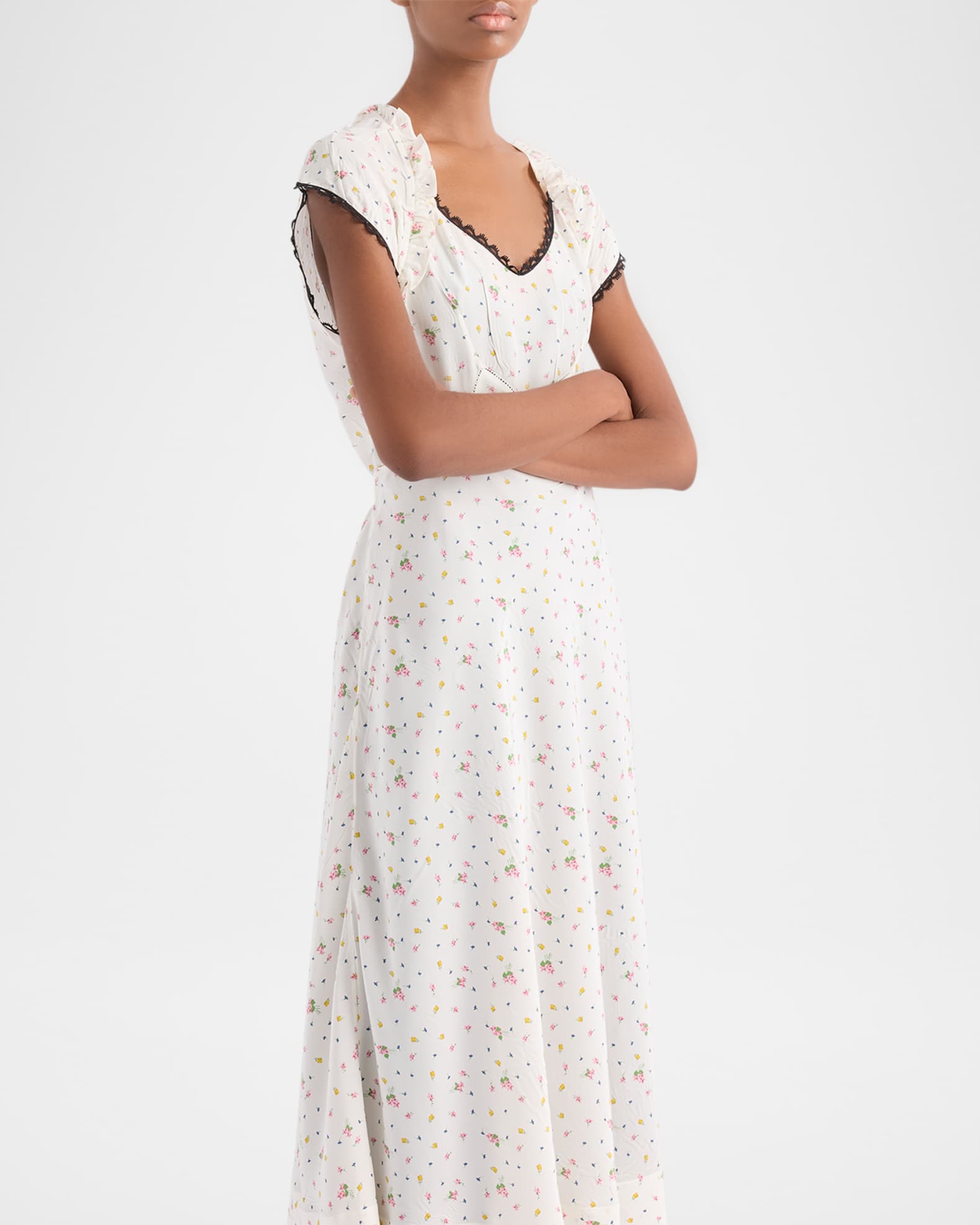 knee length dresses for ladies Prada Lace Intarsia Fit & Flare Dress White Cotton Poplin Size 38 –  Celebrity Owned main image 1