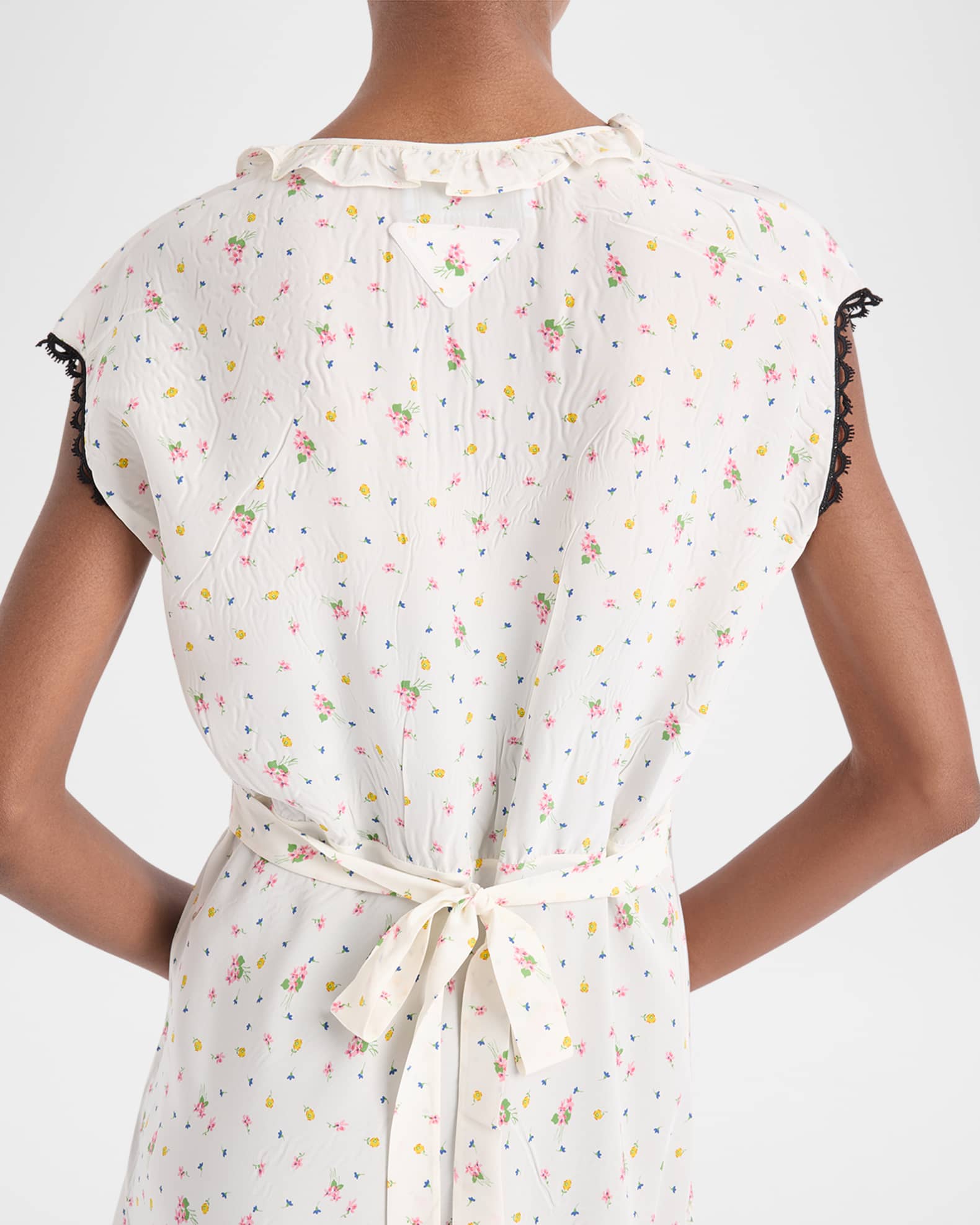 knee length dresses for ladies Prada Eyelet Embroidery A Line Strap Corset Midi Dress White main image 1
