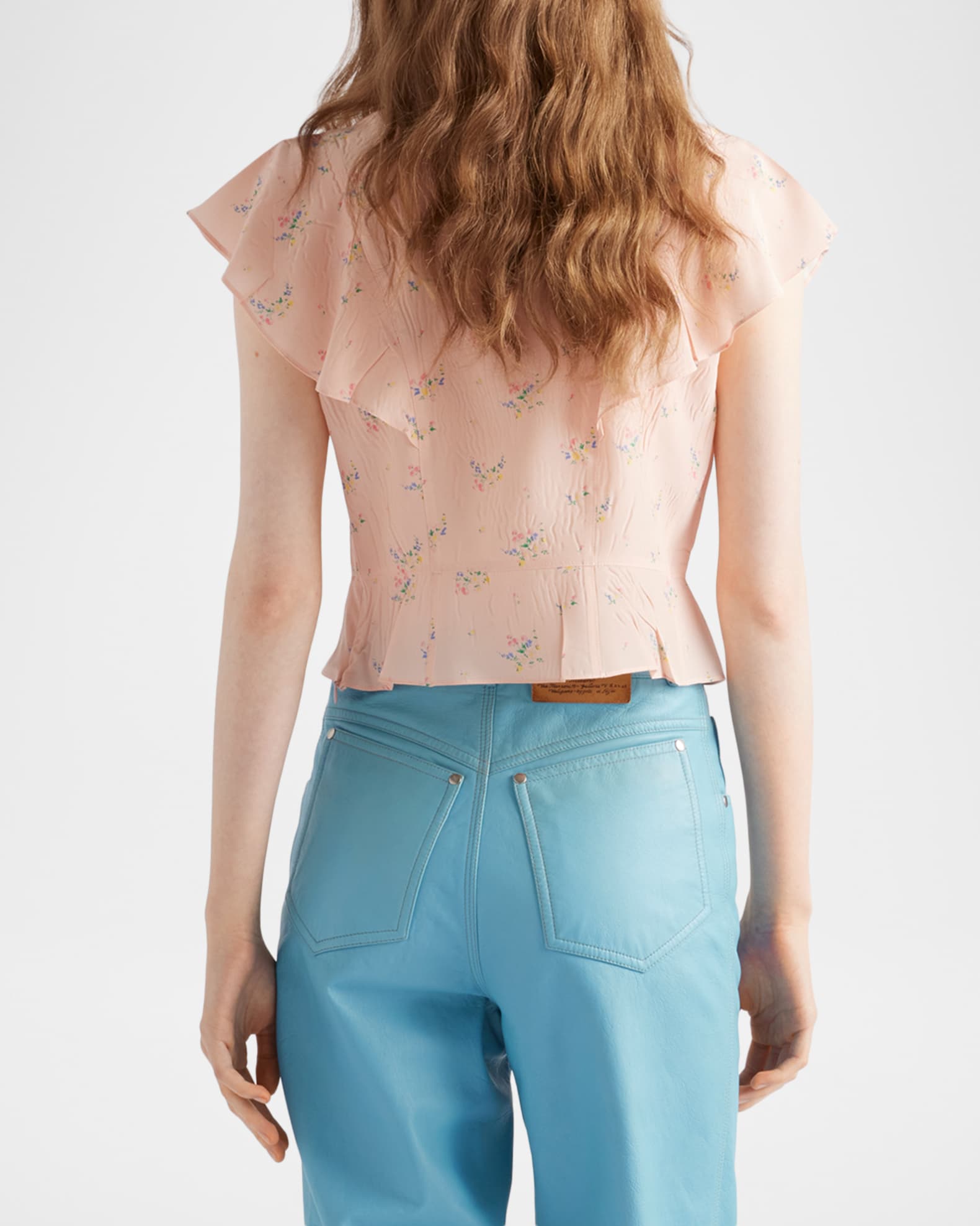 Prada Floral Ponge High-Neck Top | Neiman Marcus