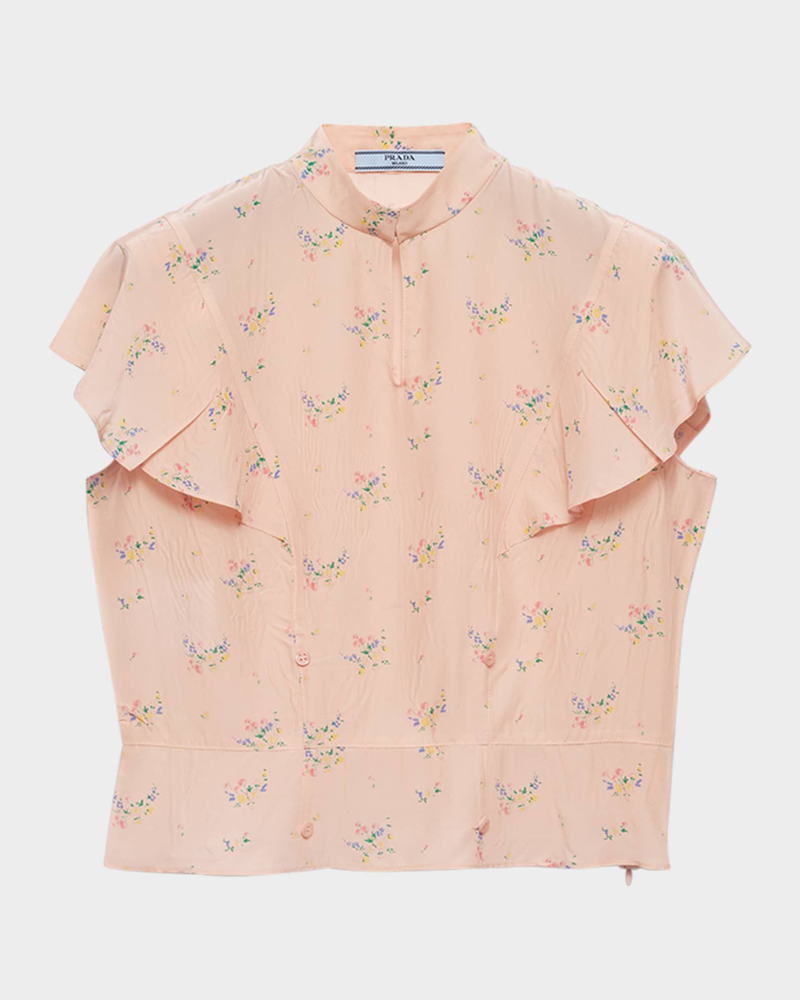Floral Ponge High-Neck Top 0