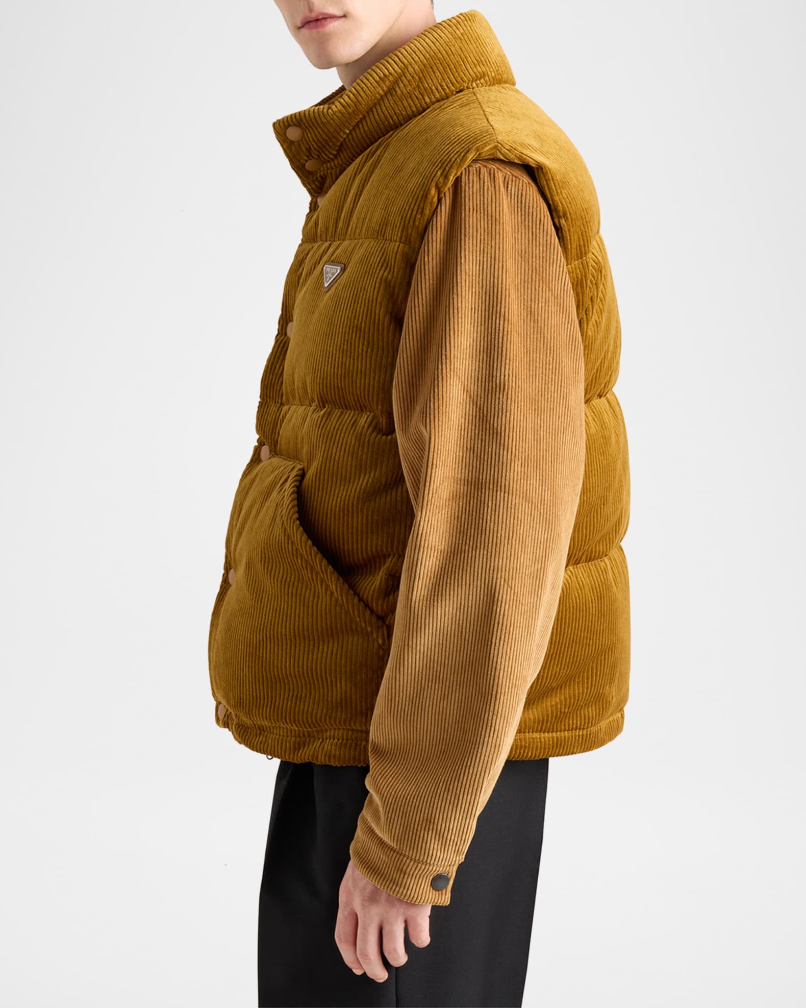 Prada Men's Corduroy Down Vest | Neiman Marcus