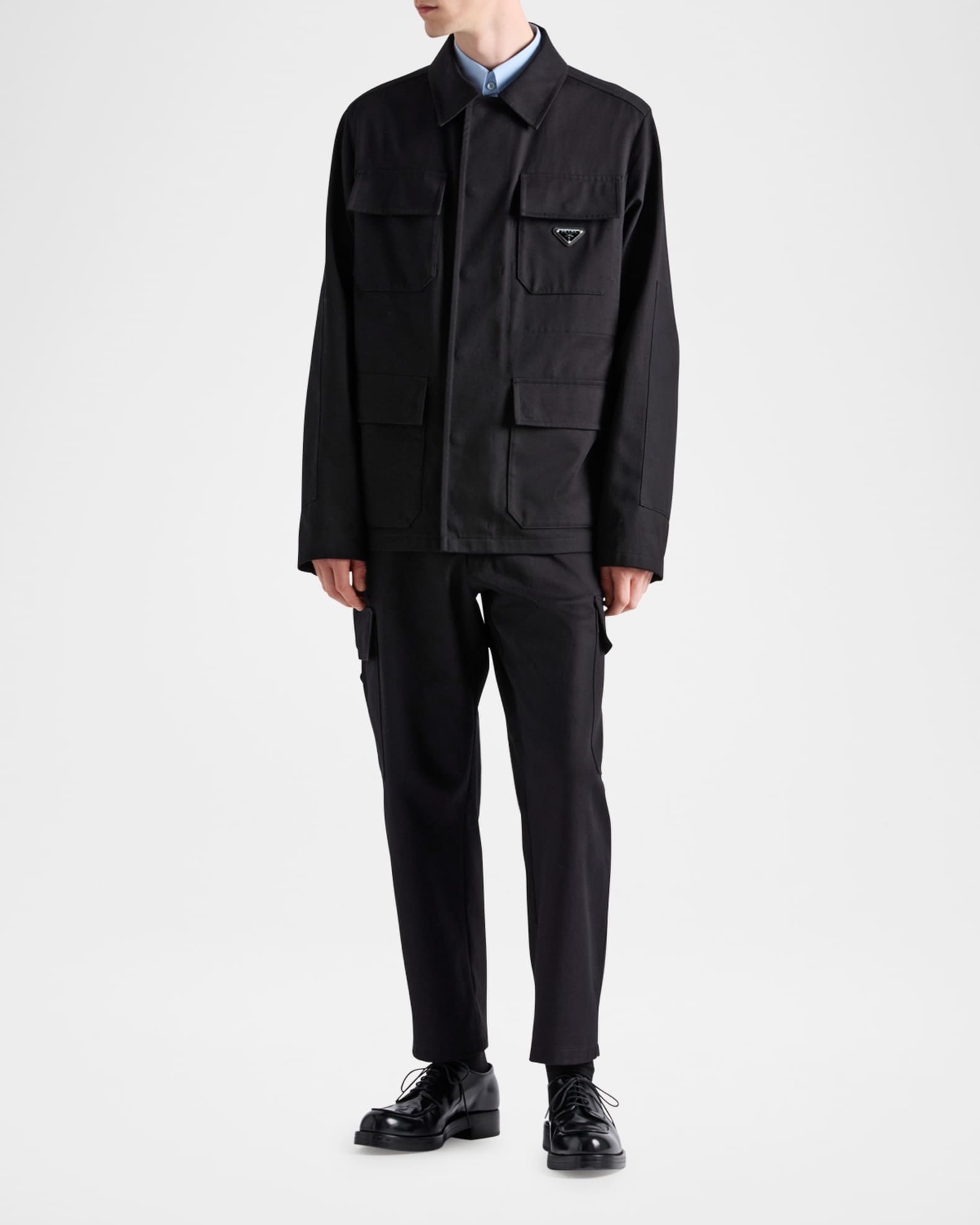 Prada Men's Wide-Leg Cotton Cargo Pants | Neiman Marcus