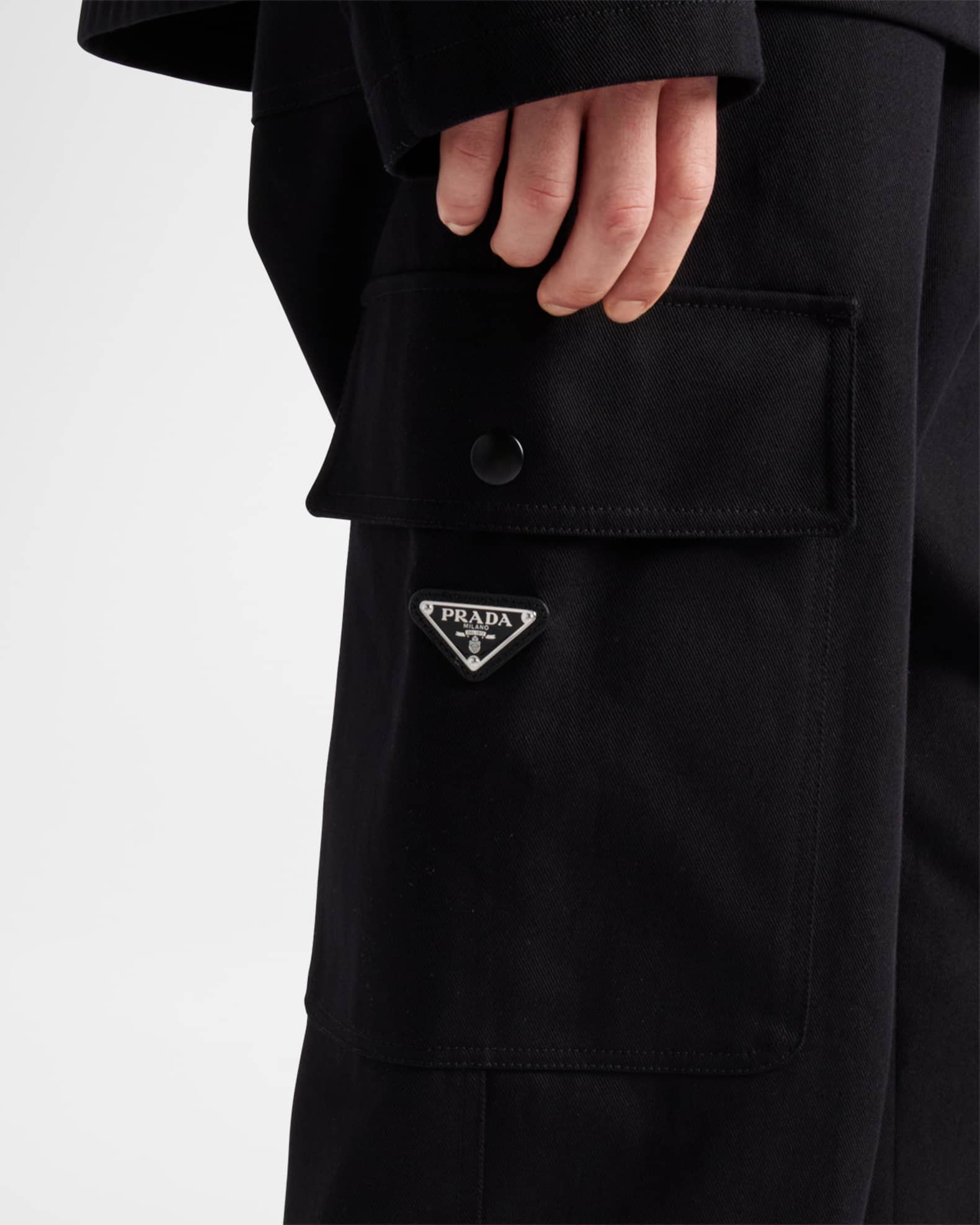 Prada Men's Wide-Leg Cotton Cargo Pants | Neiman Marcus