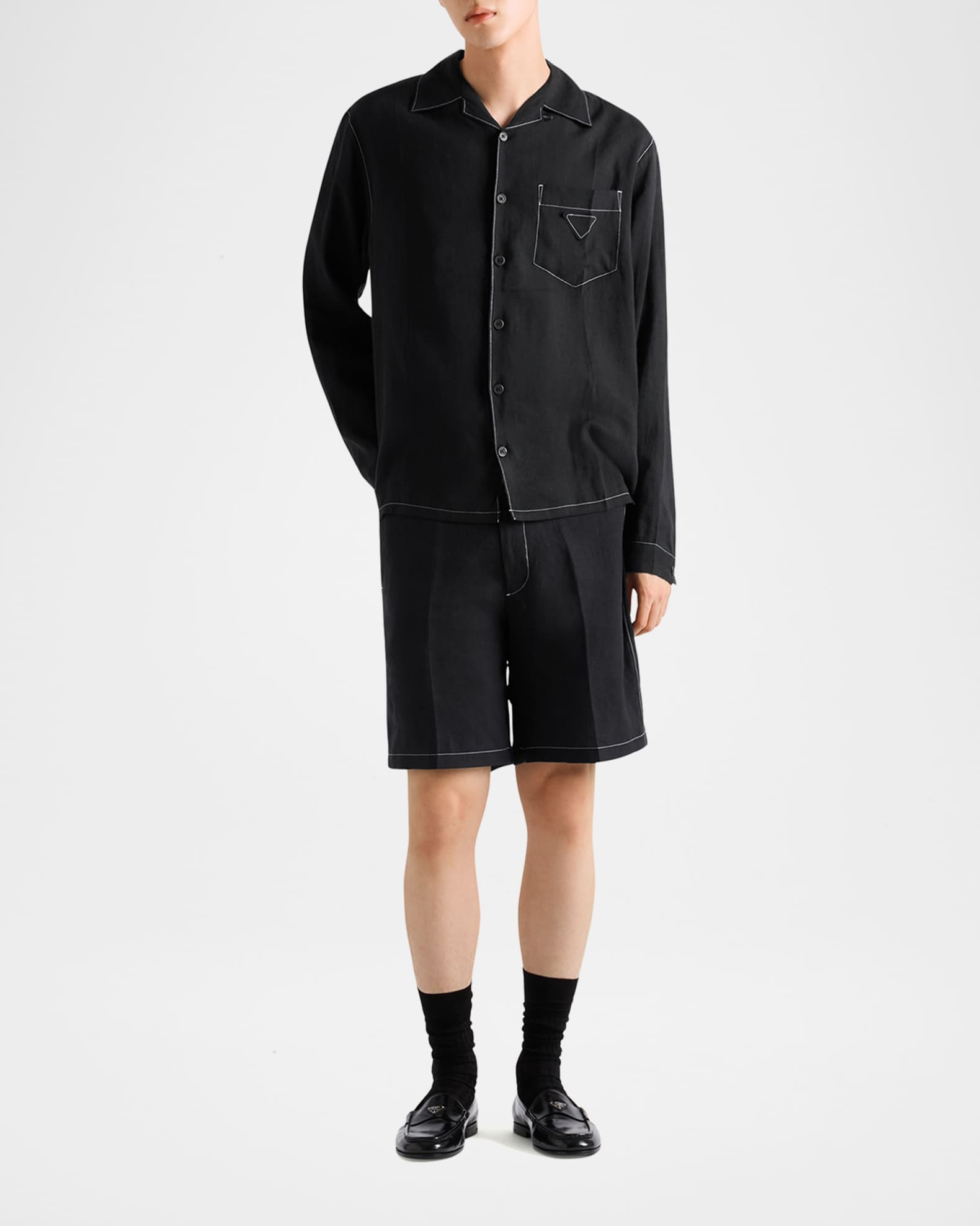 Prada Men's Linen Shirt | Neiman Marcus