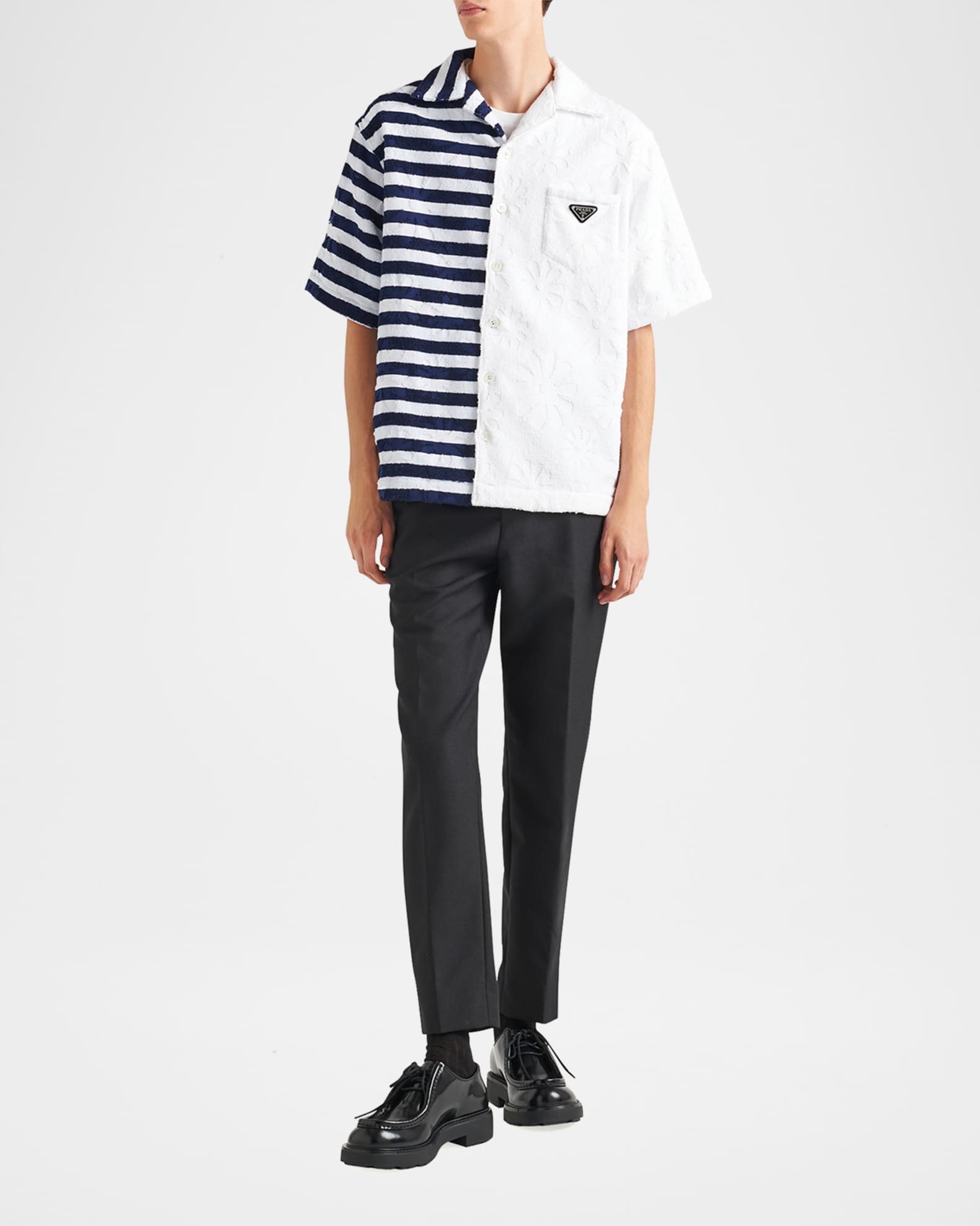 Prada Men's Spongy Double Match Camp Shirt | Neiman Marcus