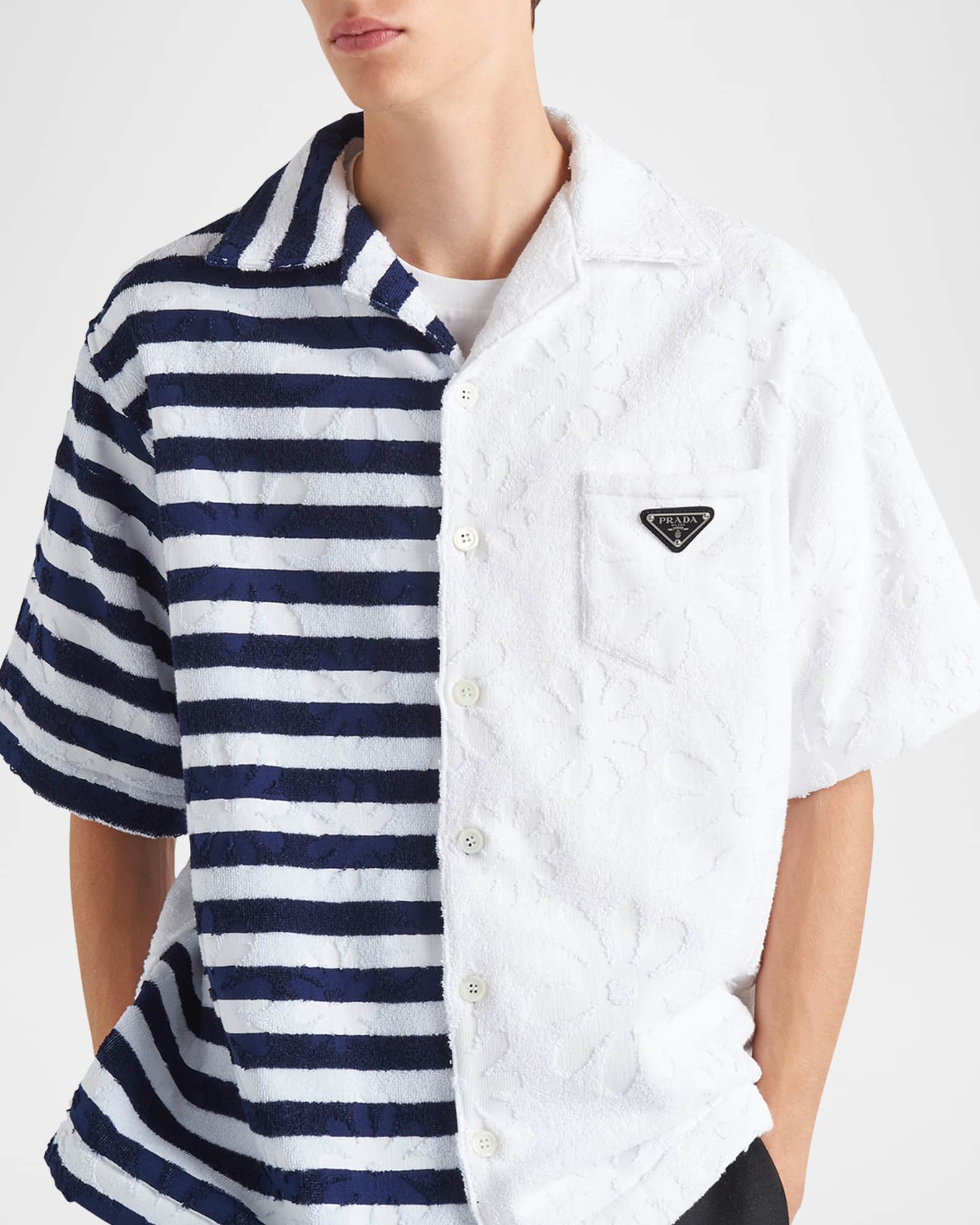 Prada Men's Spongy Double Match Camp Shirt | Neiman Marcus