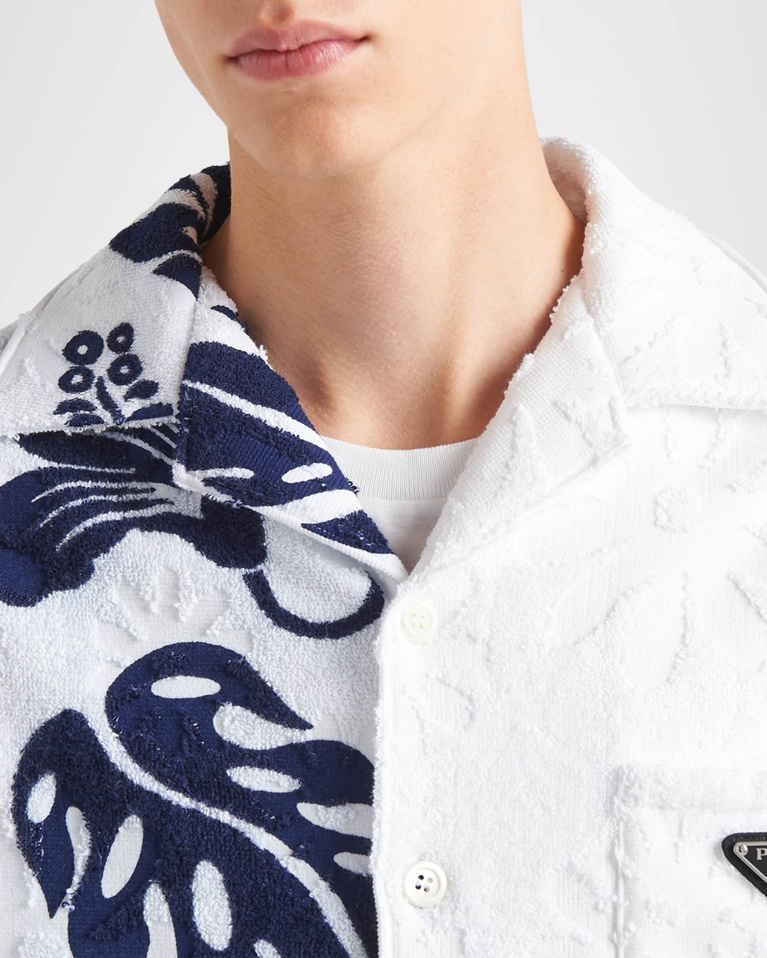 Prada Men's Double Match Heavy Cotton Camp Shirt | Neiman Marcus