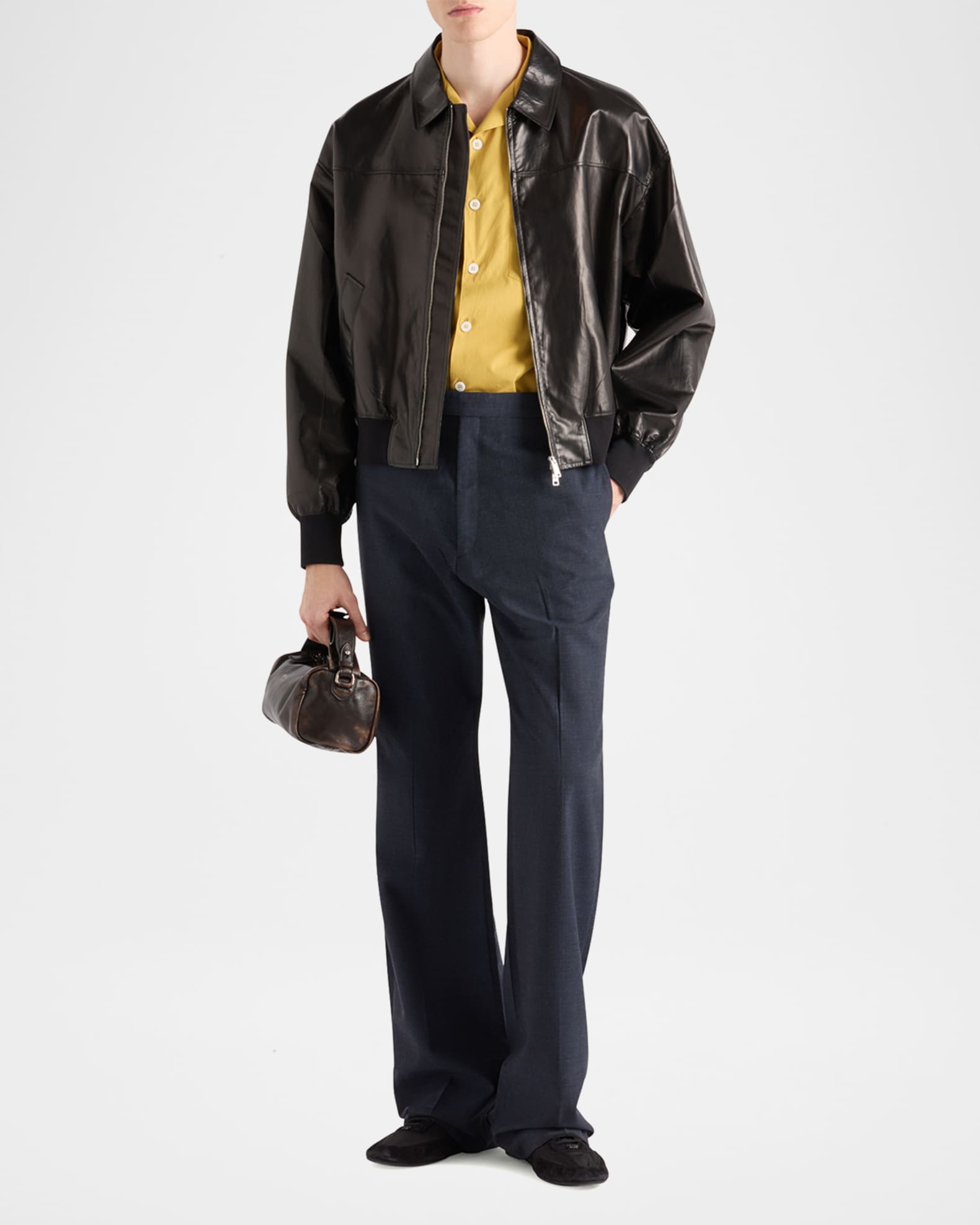 Prada Men's Solid Bowling Shirt | Neiman Marcus