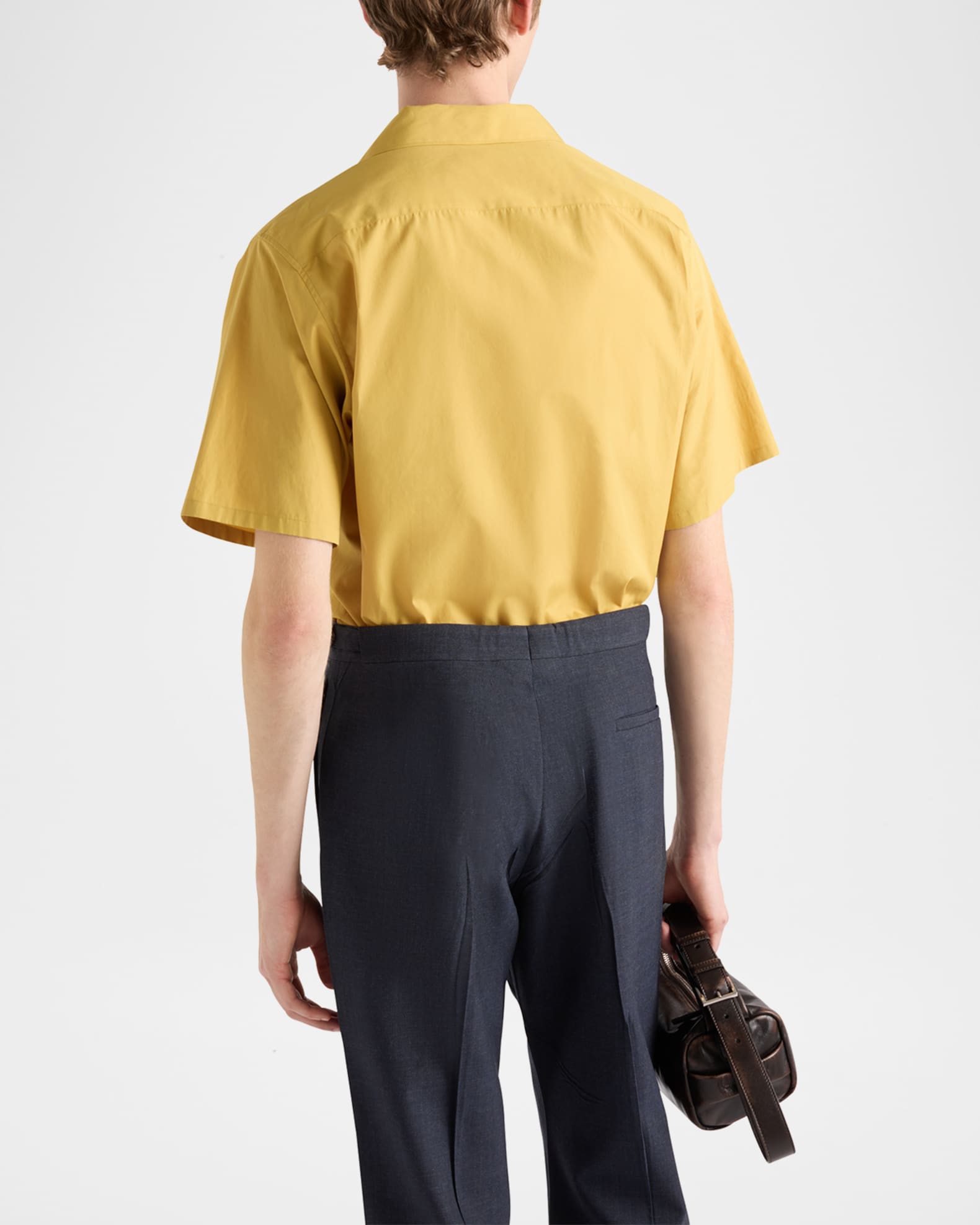 プラダ Prada Bowling Shirt Prada Men's Solid Bowling Shirt | Neiman Marcus