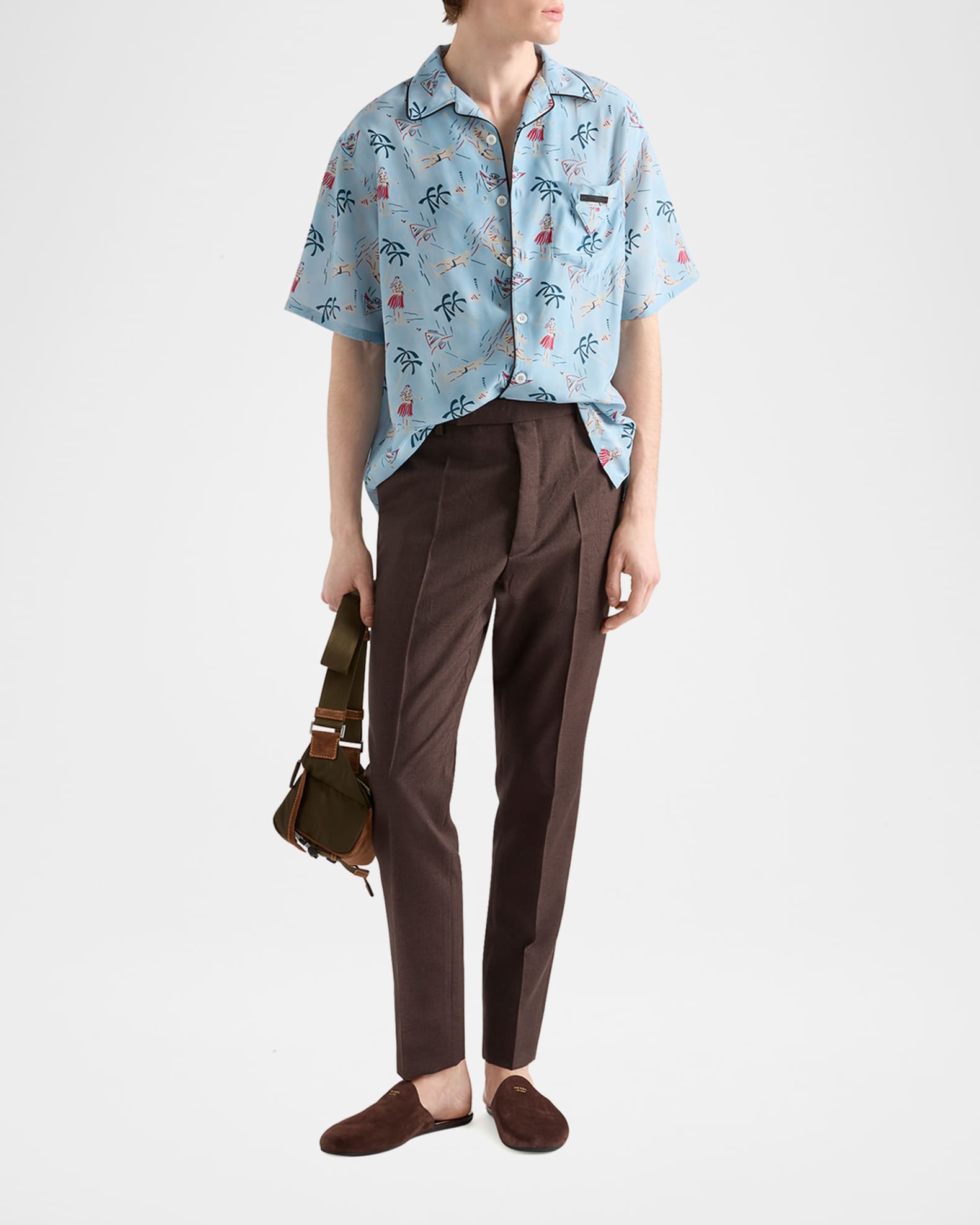 PRADA 'Hawaii' shirt プラダ メンズ シャツ Prada Men's Hawaiian-Print Short-Sleeve Shirt | Neiman Marcus