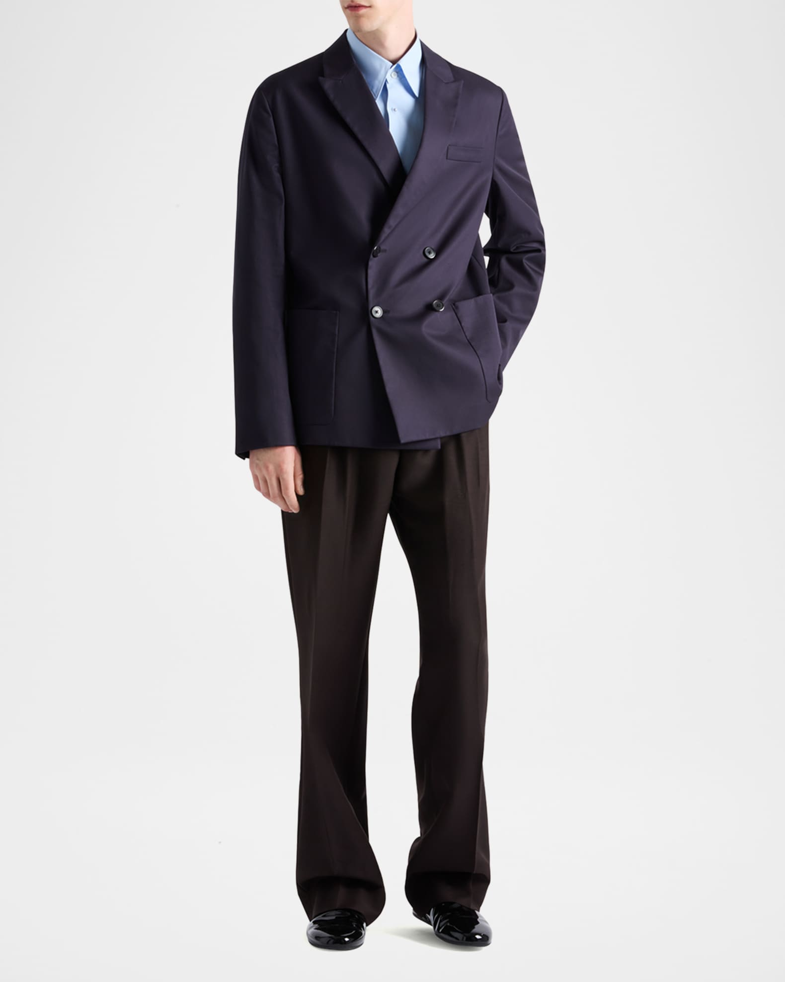 Prada Men's Double-Breasted Cotton Blazer | Neiman Marcus