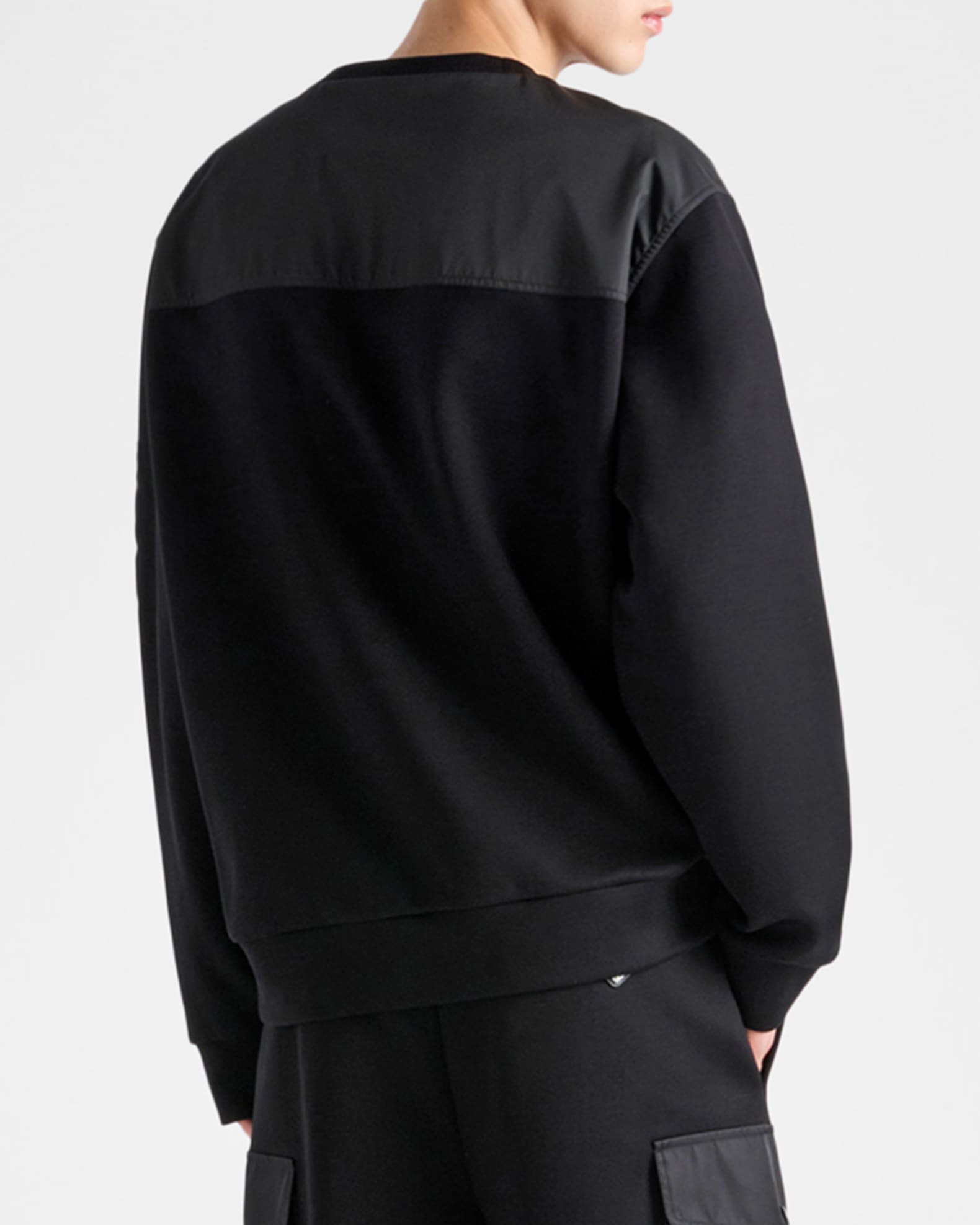 Prada Men's Cotton Fleece and Re-Nylon Sweatshirt | Neiman