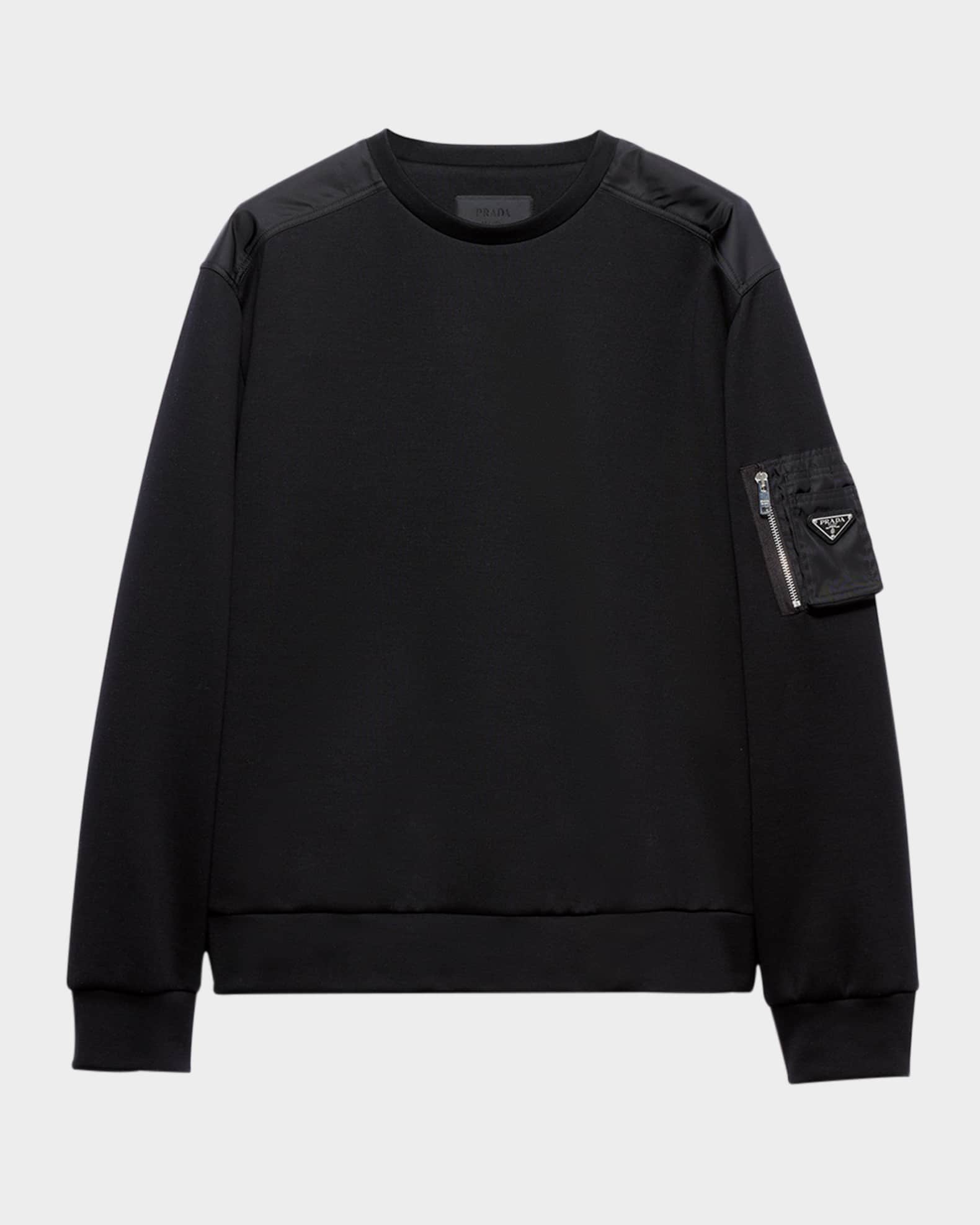 Prada Men's Cotton Fleece and Re-Nylon Sweatshirt | Neiman