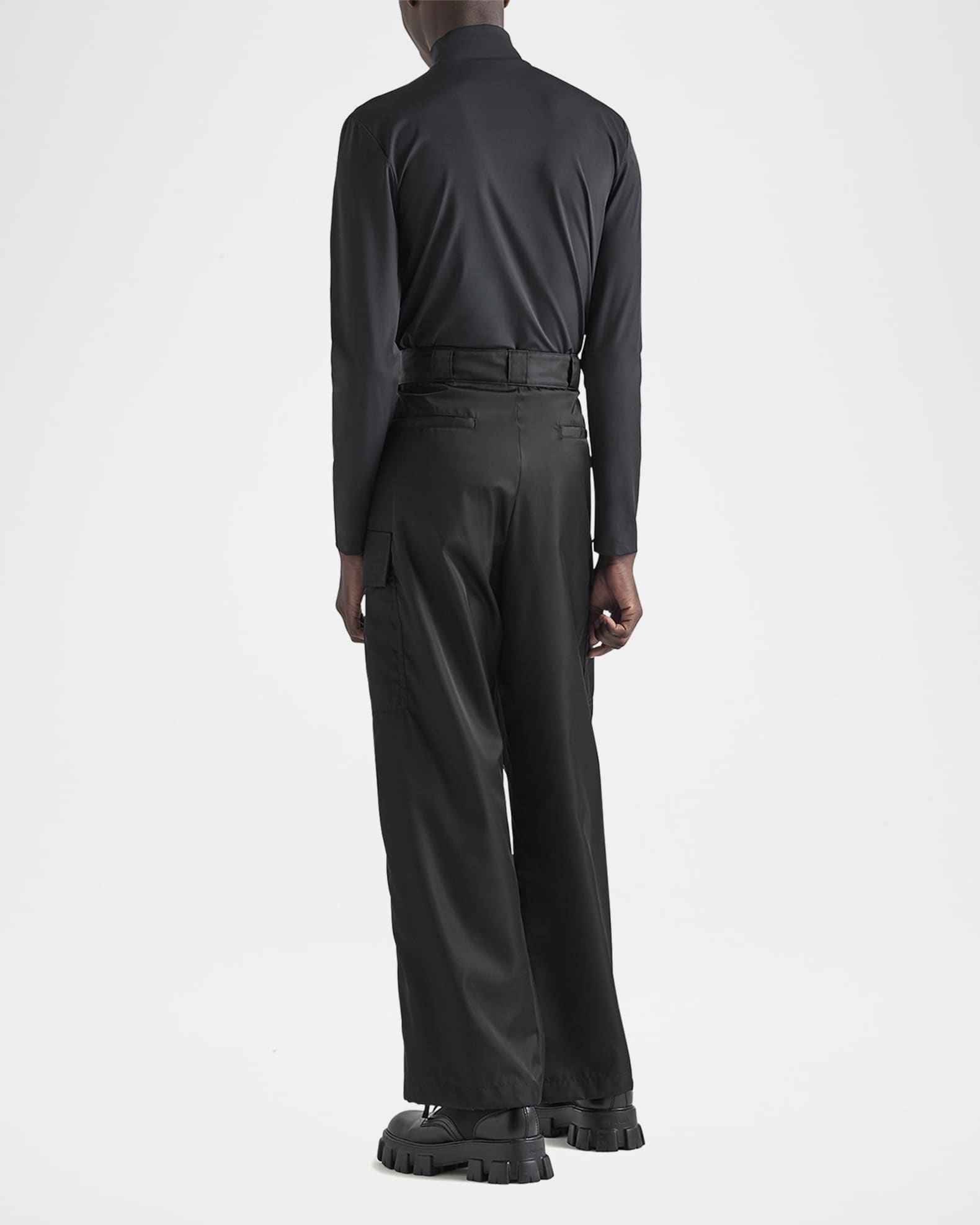 Prada Men's Tech Jersey Mock-Neck Sweater | Neiman Marcus
