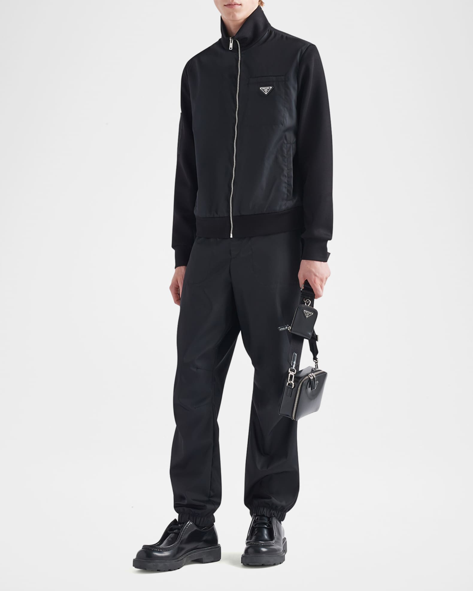 Prada Men's Stand-Collar Re-Nylon Fleece Jacket | Neiman Marcus