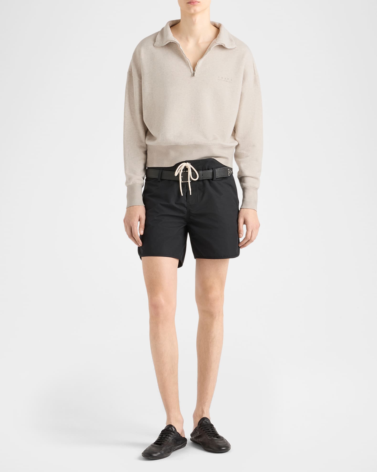 Prada Men's Cotton Quarter-Zip Polo Sweater | Neiman Marcus
