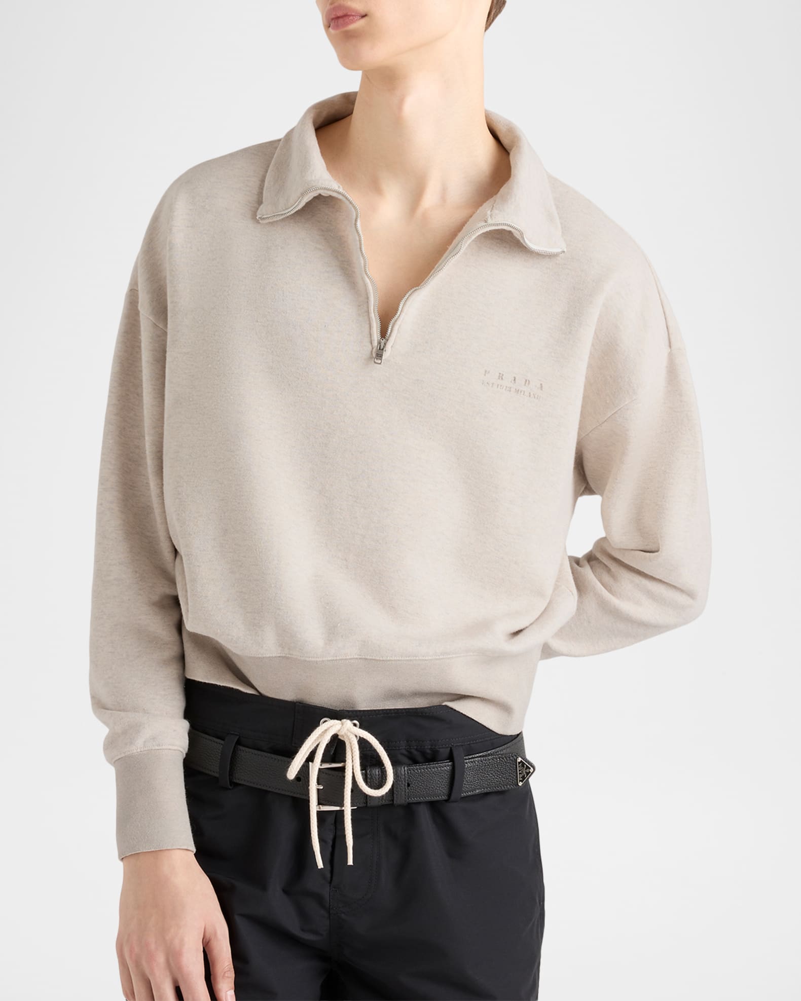 Prada Men's Cotton Quarter-Zip Polo Sweater | Neiman Marcus
