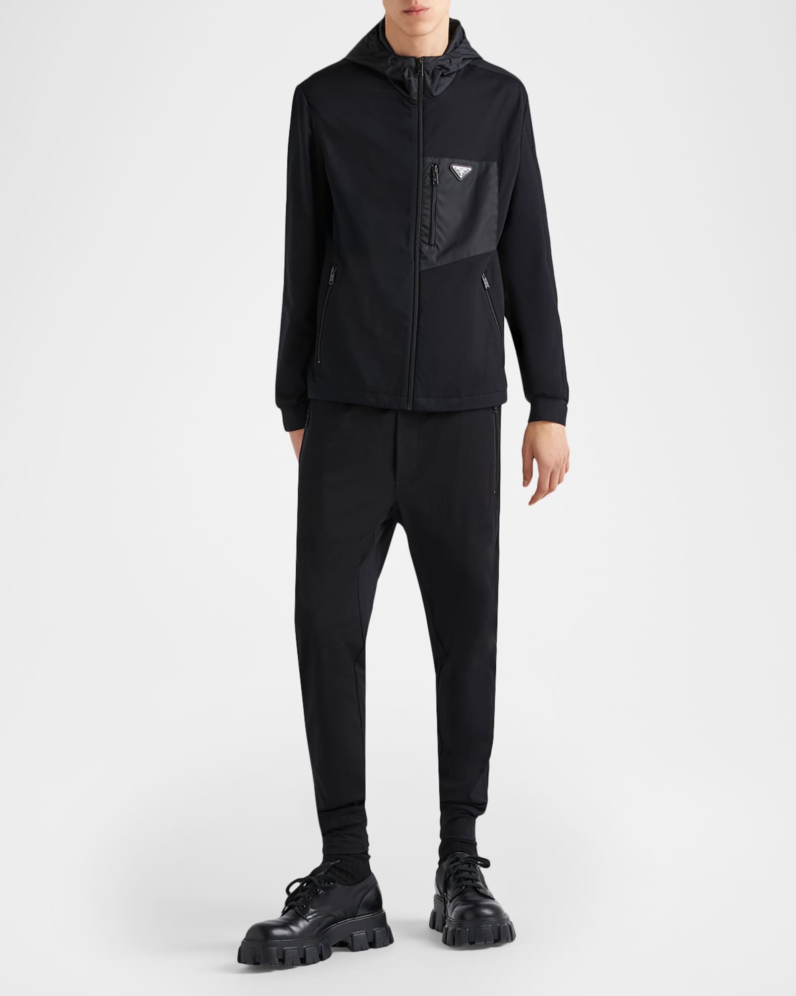 Prada Men's Technical Cotton and Re-Nylon Cardigan | Neiman Marcus
