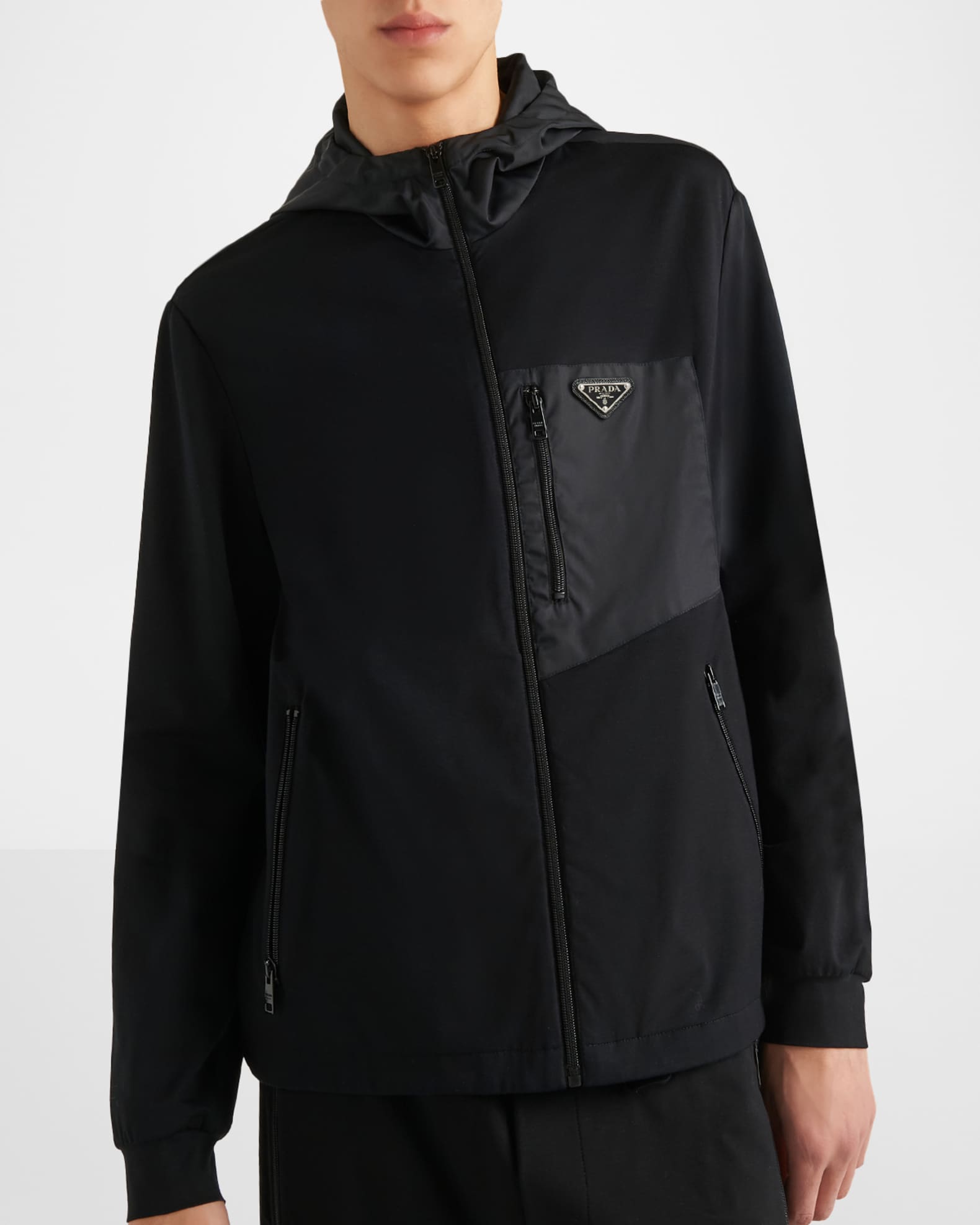 Prada Men's Technical Cotton and Re-Nylon Cardigan | Neiman Marcus