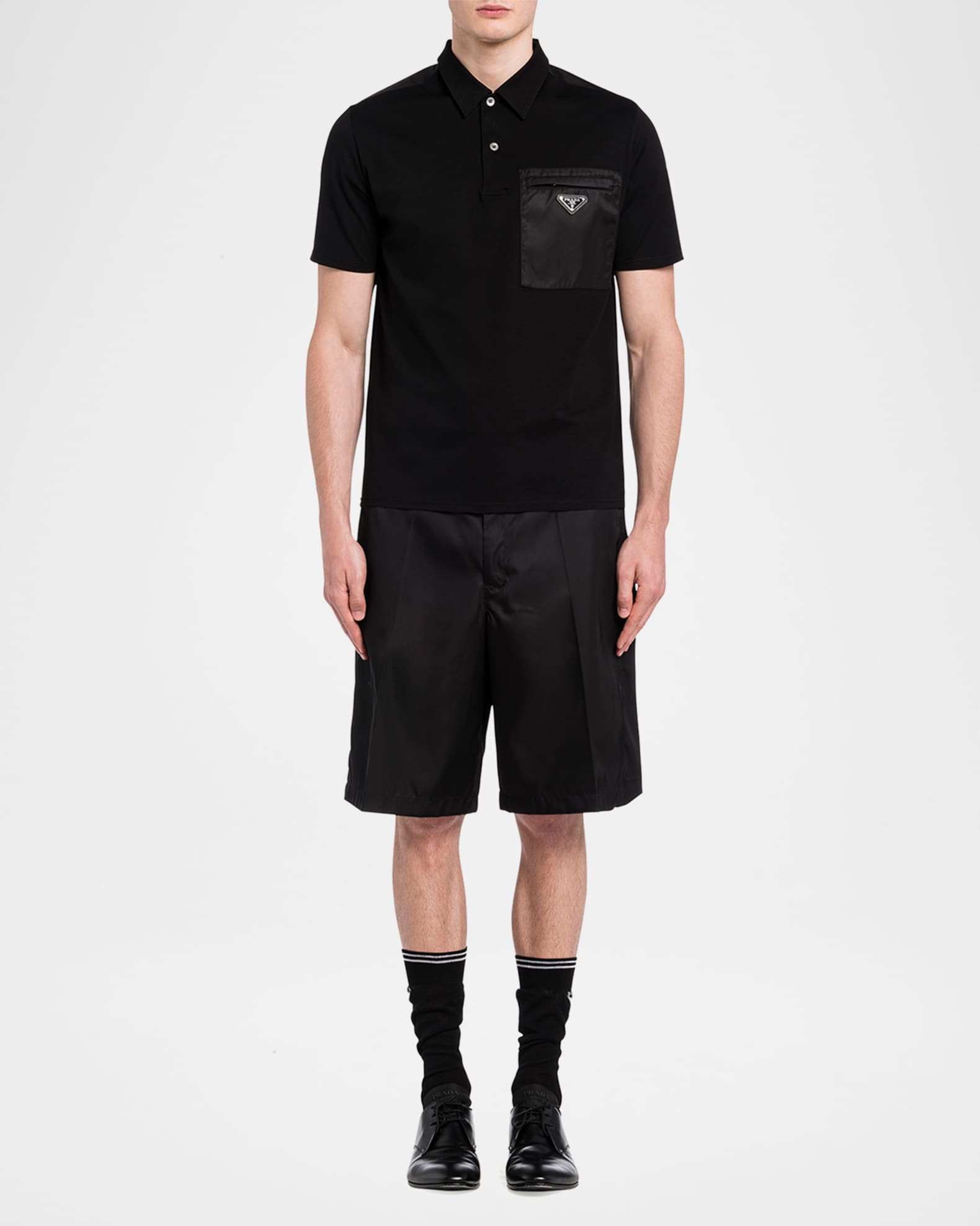 Prada Men's Satin-Patch Logo Polo Shirt | Neiman Marcus