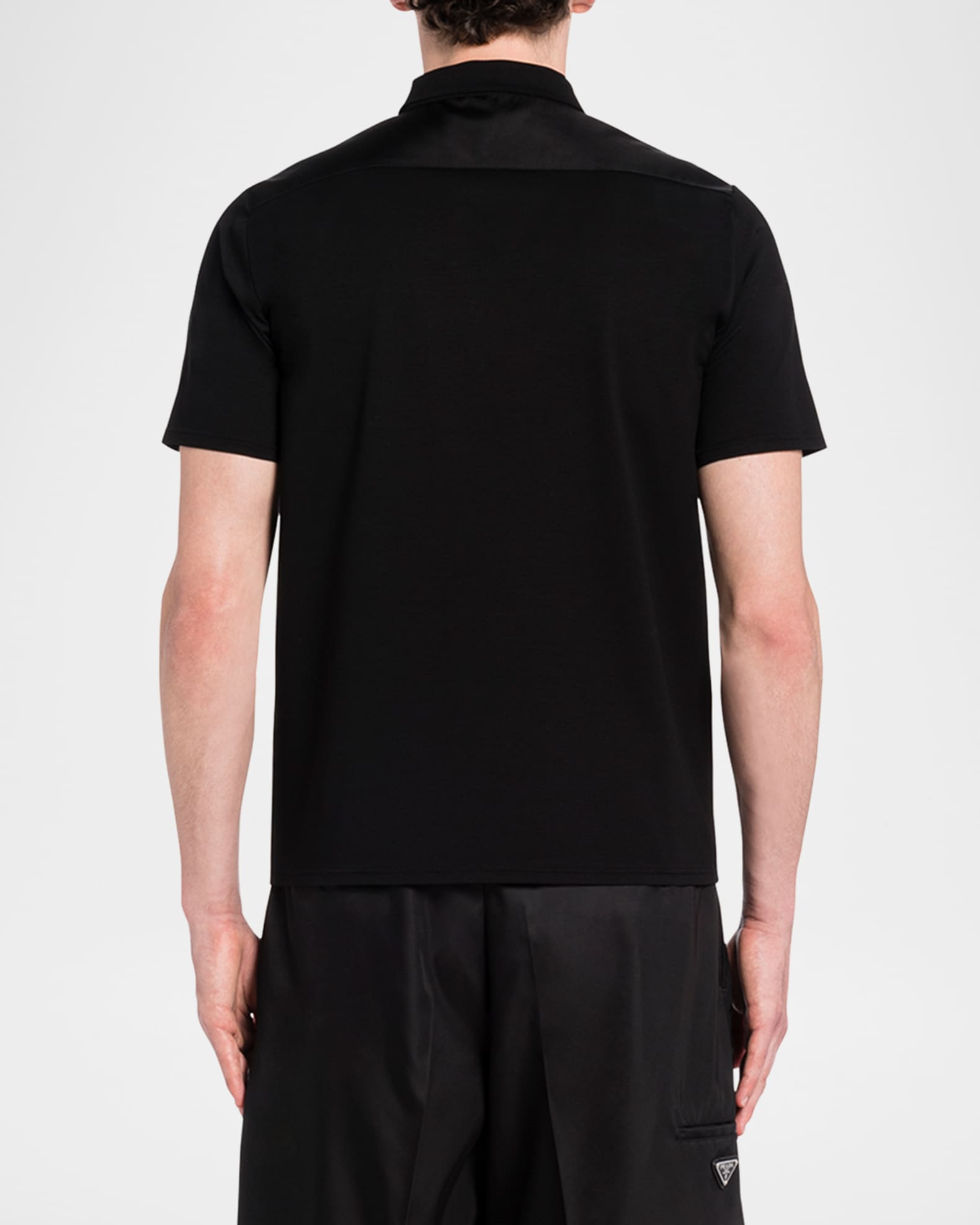 Prada Men's Satin-Patch Logo Polo Shirt | Neiman Marcus