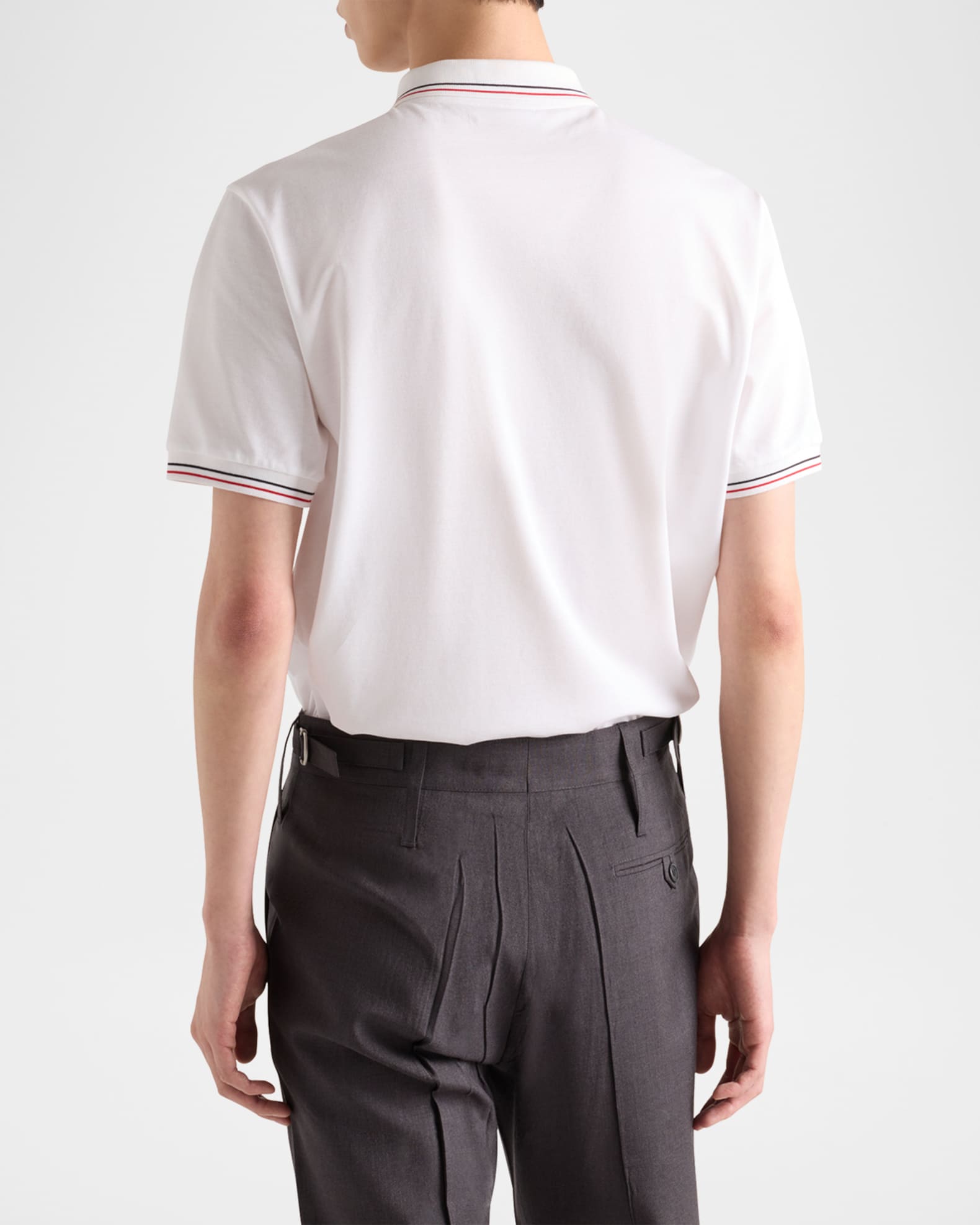 Prada Men's Ricamo Tipped Pique Polo Shirt | Neiman Marcus