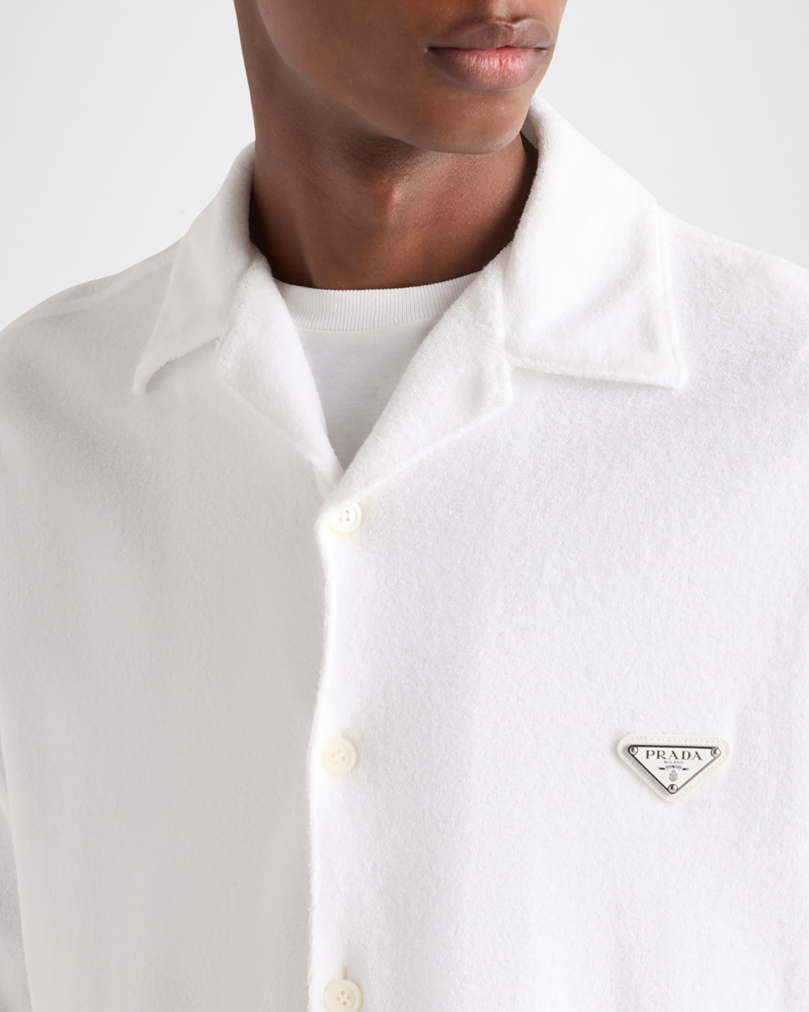 Prada Men's Spugna Terry Bowling Shirt | Neiman Marcus