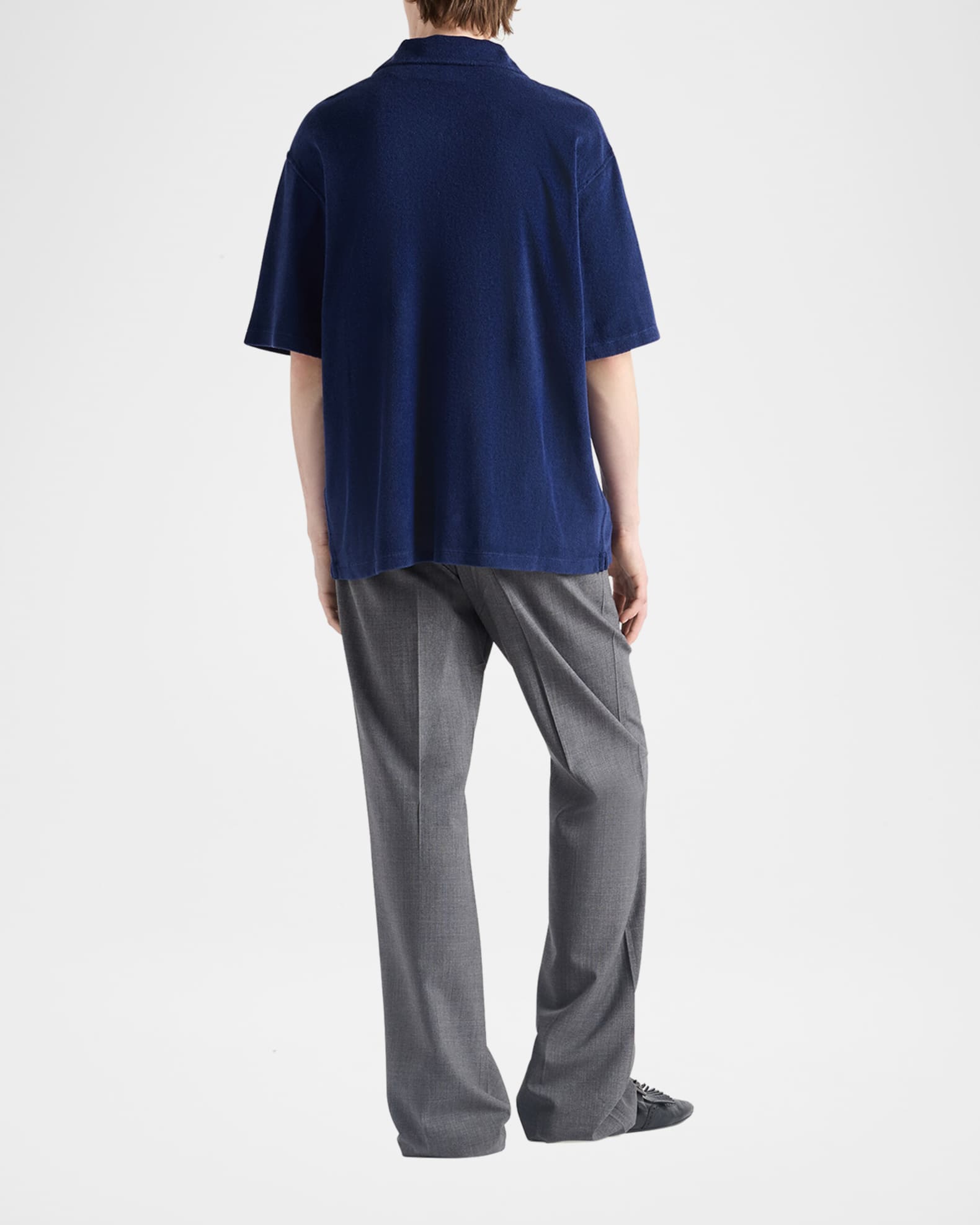 Prada Men's Spugna Terry Bowling Shirt | Neiman Marcus