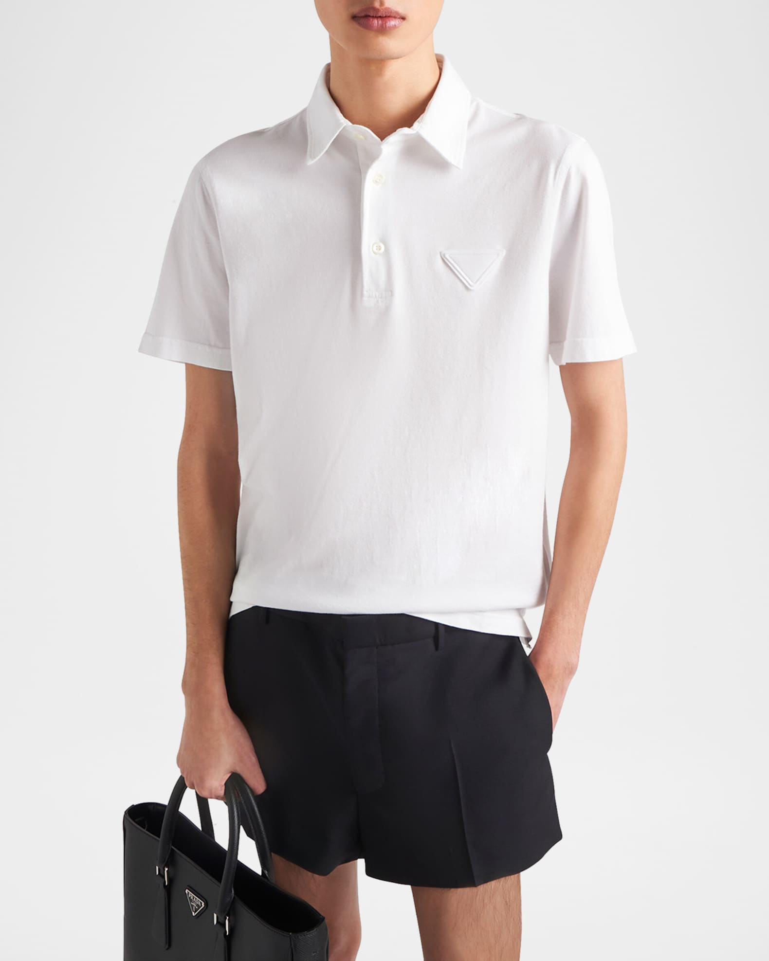 トップス PRADA logo plate polo shirt 0400021029907_BLACK?wid=600&