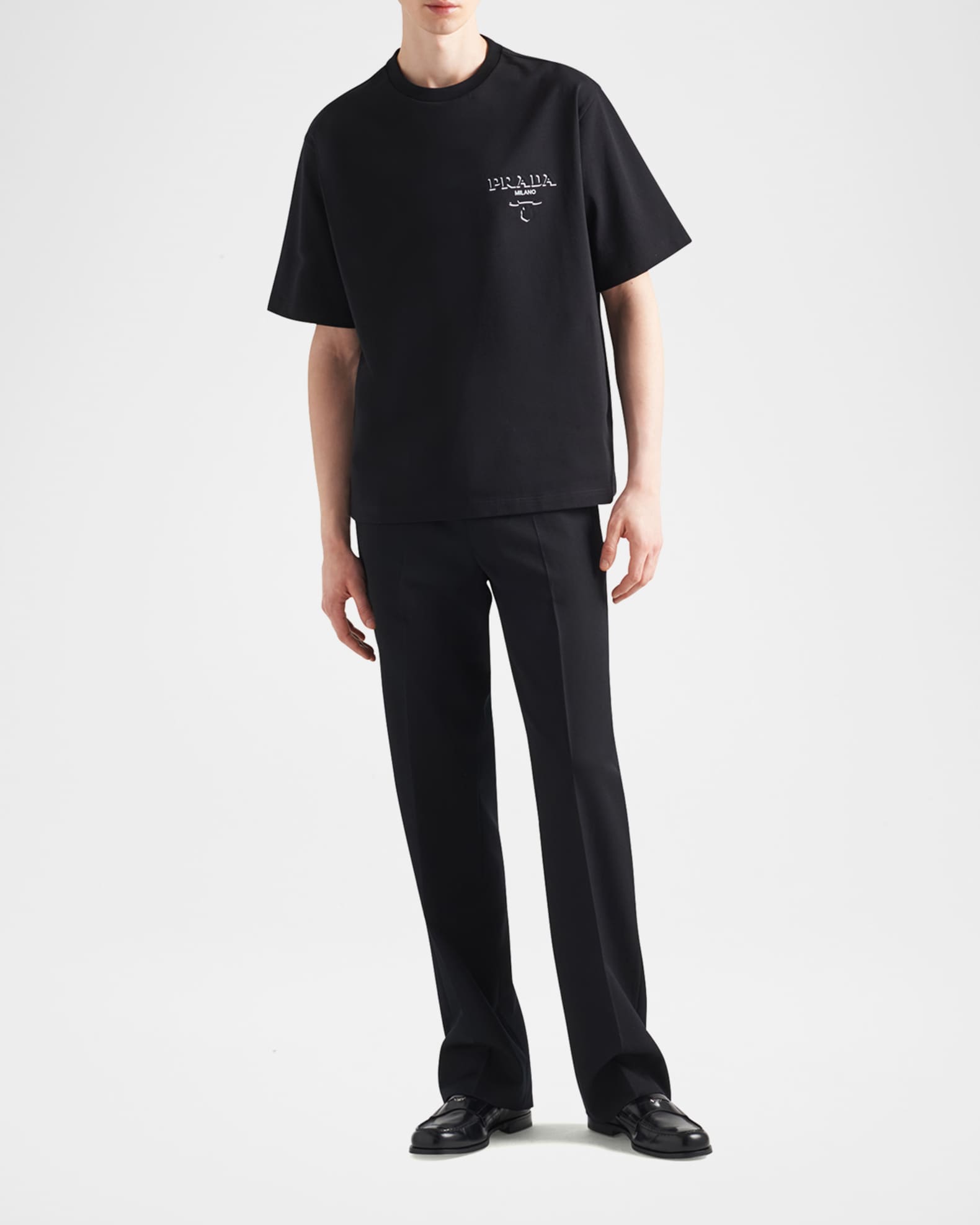 Tシャツ・カットソー Prada Jersey Logo T-Shirt PRADA Logo Print Dropped Shoulder Cotton Jersey Tee Shirt