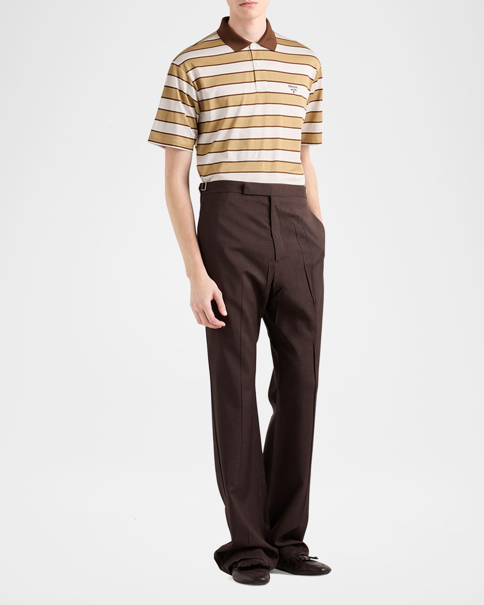 Men's Striped Jersey Polo Shirt 1
