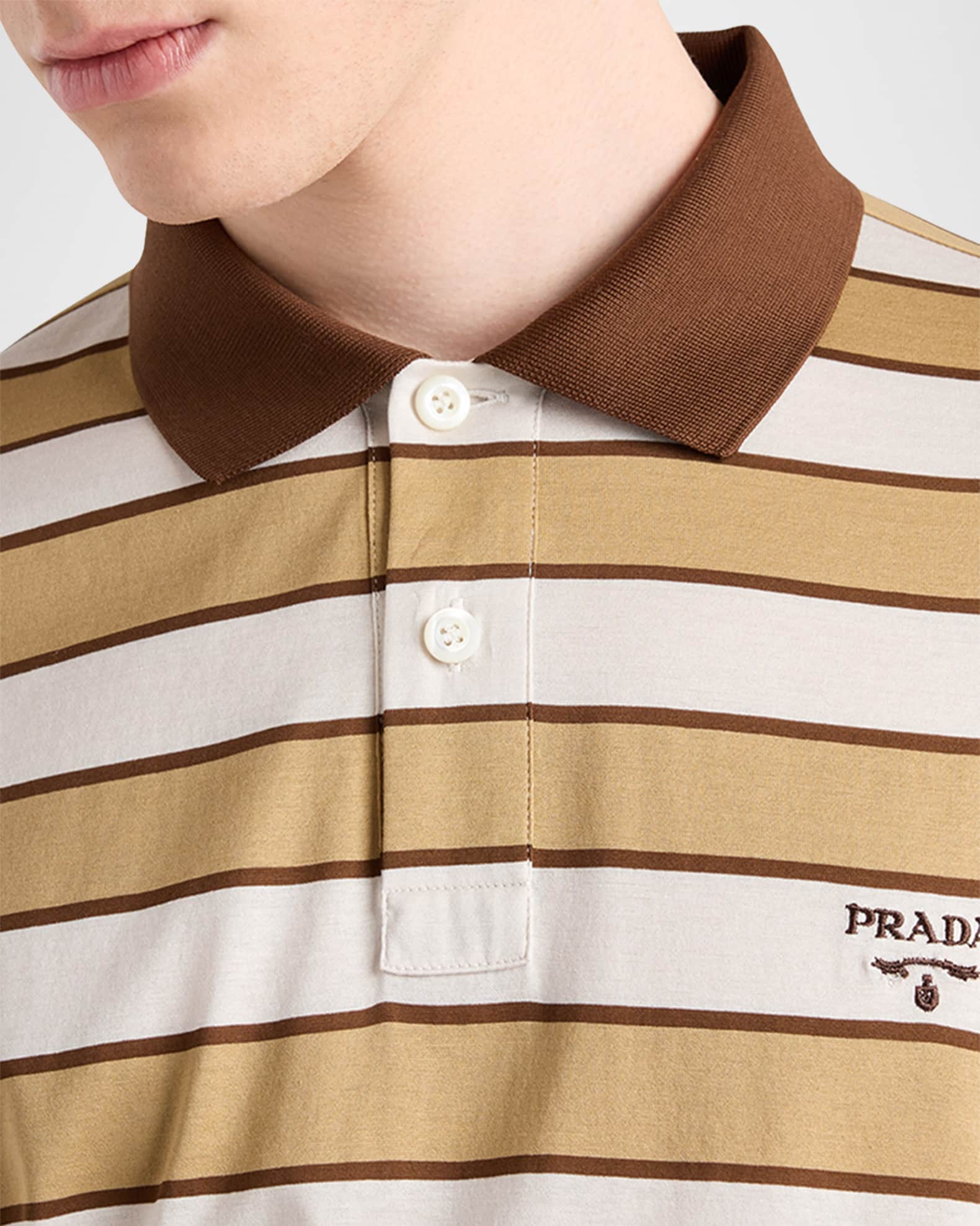 Prada Men's Striped Jersey Polo Shirt | Neiman Marcus