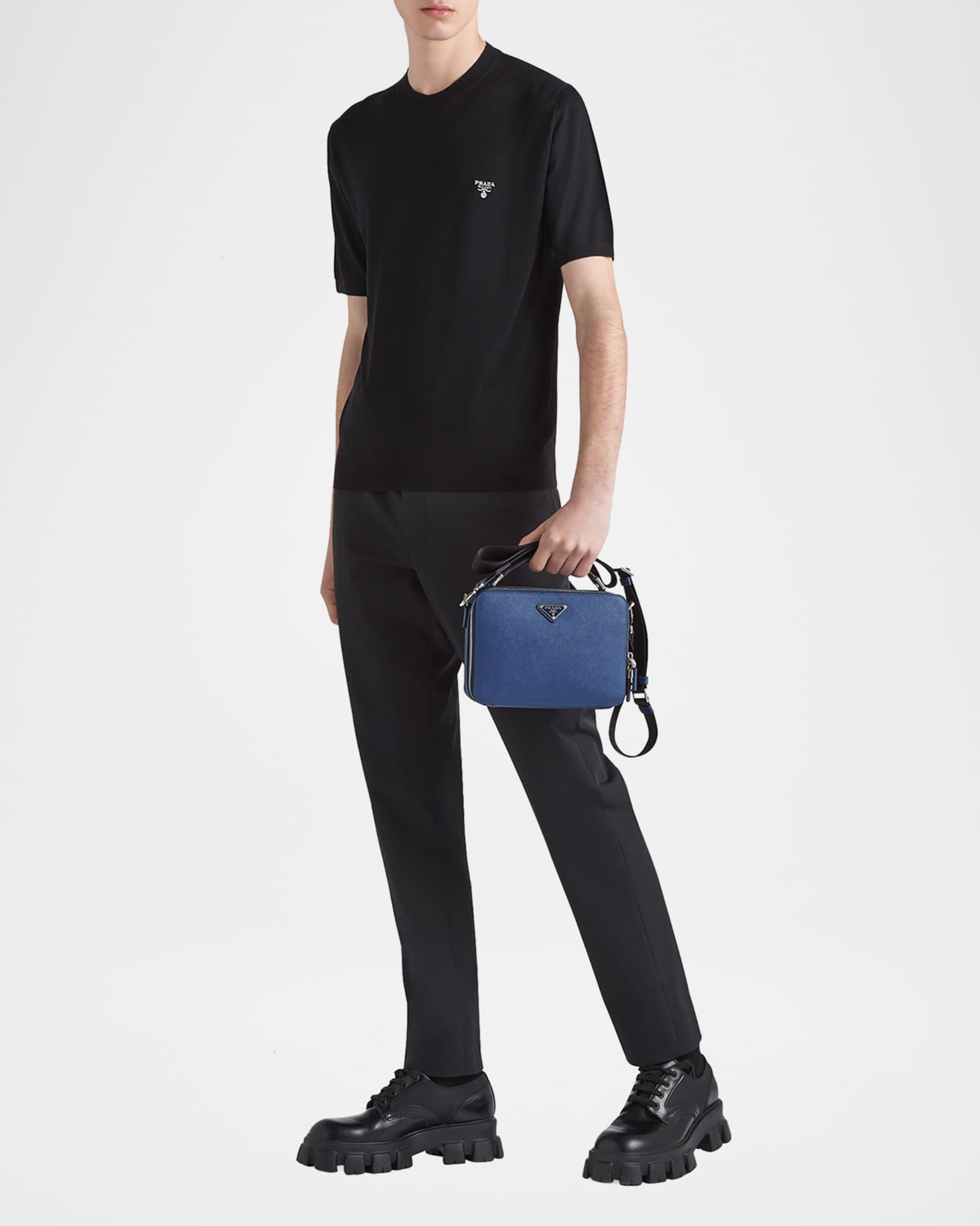Prada Men's Superfine Wool T-Shirt | Neiman Marcus