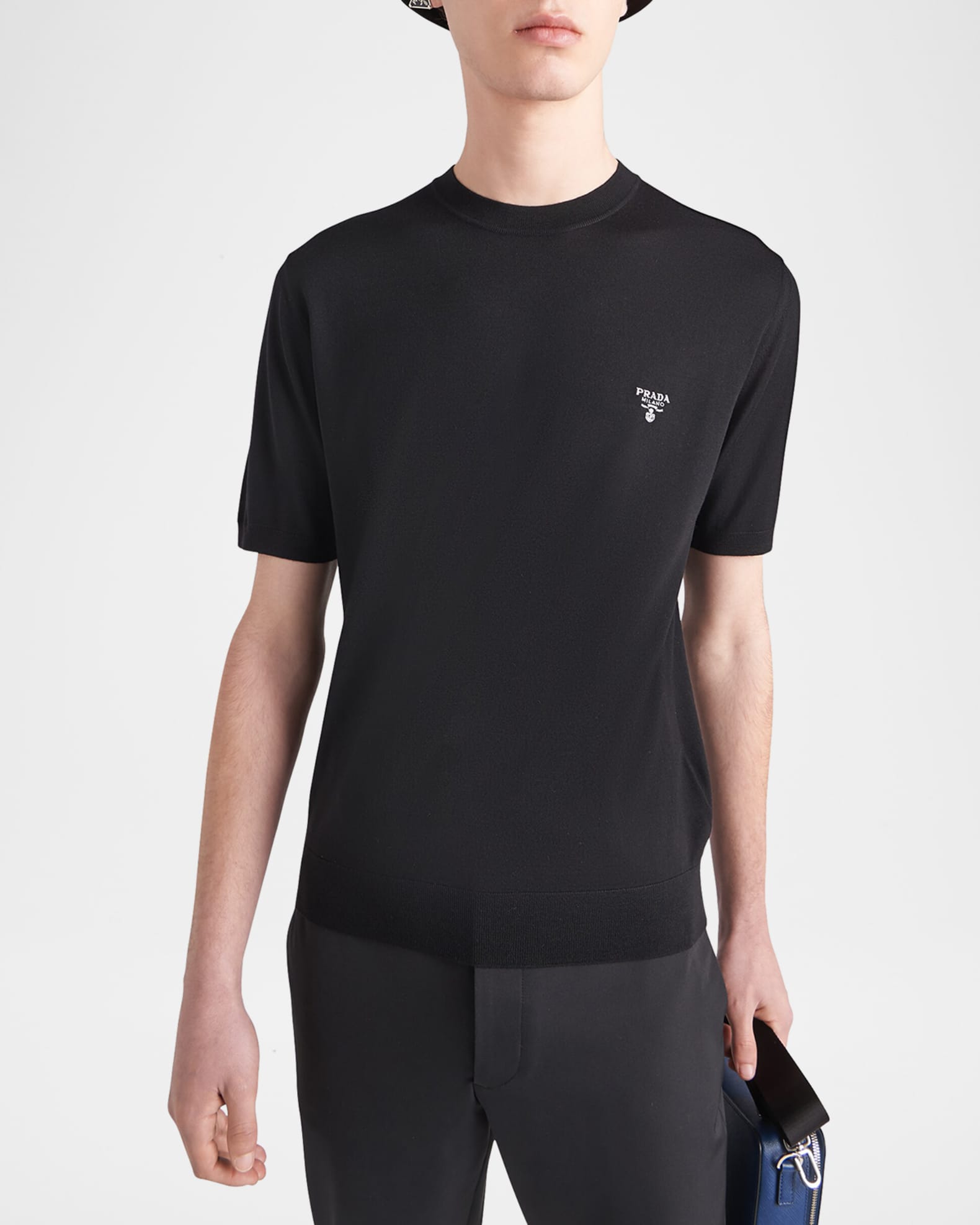 Tシャツ・カットソー PRADA WOOL T-SHIRT Prada Men's Superfine Wool T-Shirt | Neiman Marcus