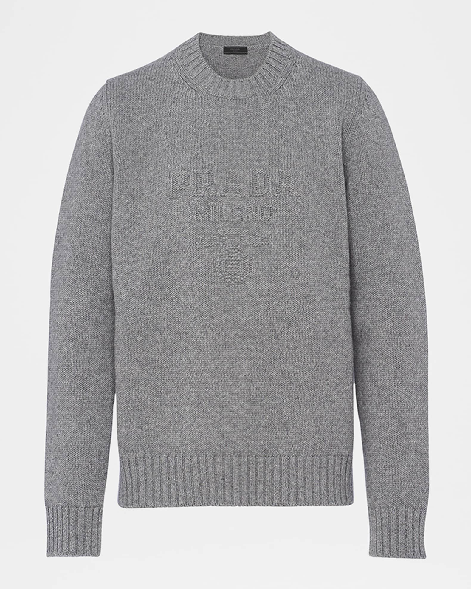 【送料&関税込】Prada Ivory Stretch Cashmere Blend Sweater Prada Men's Wool-Cashmere Logo Sweater - Bergdorf Goodman