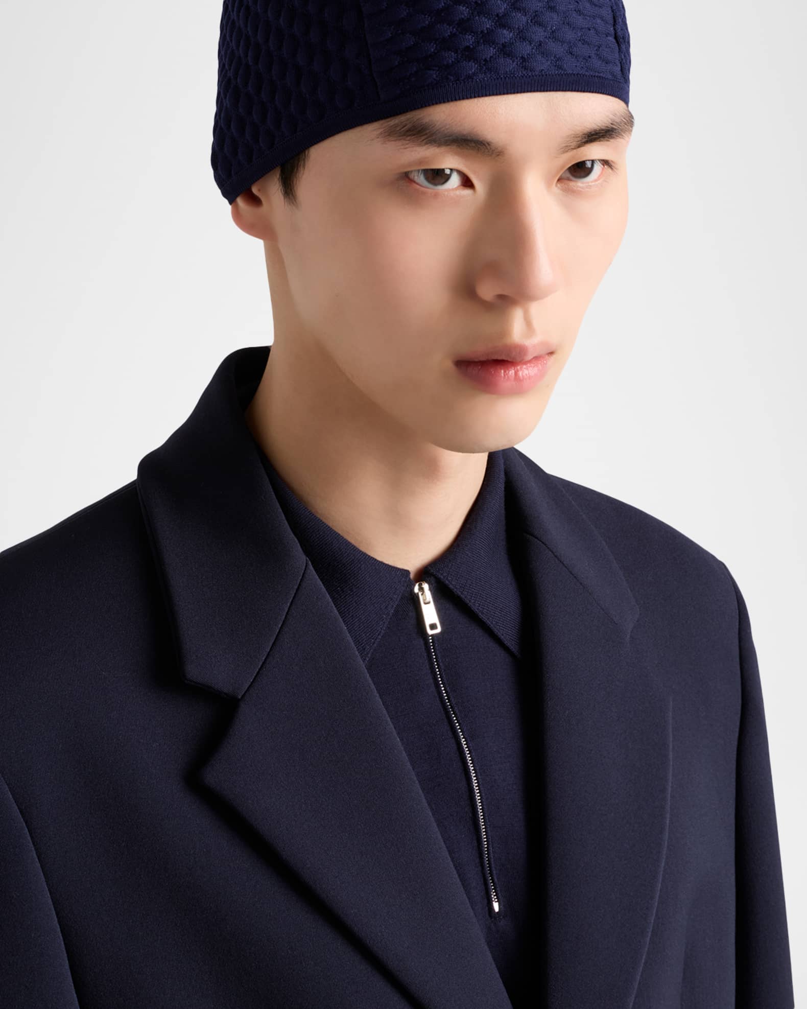 Prada Men's Wool Quarter-Zip Polo Sweater | Neiman Marcus