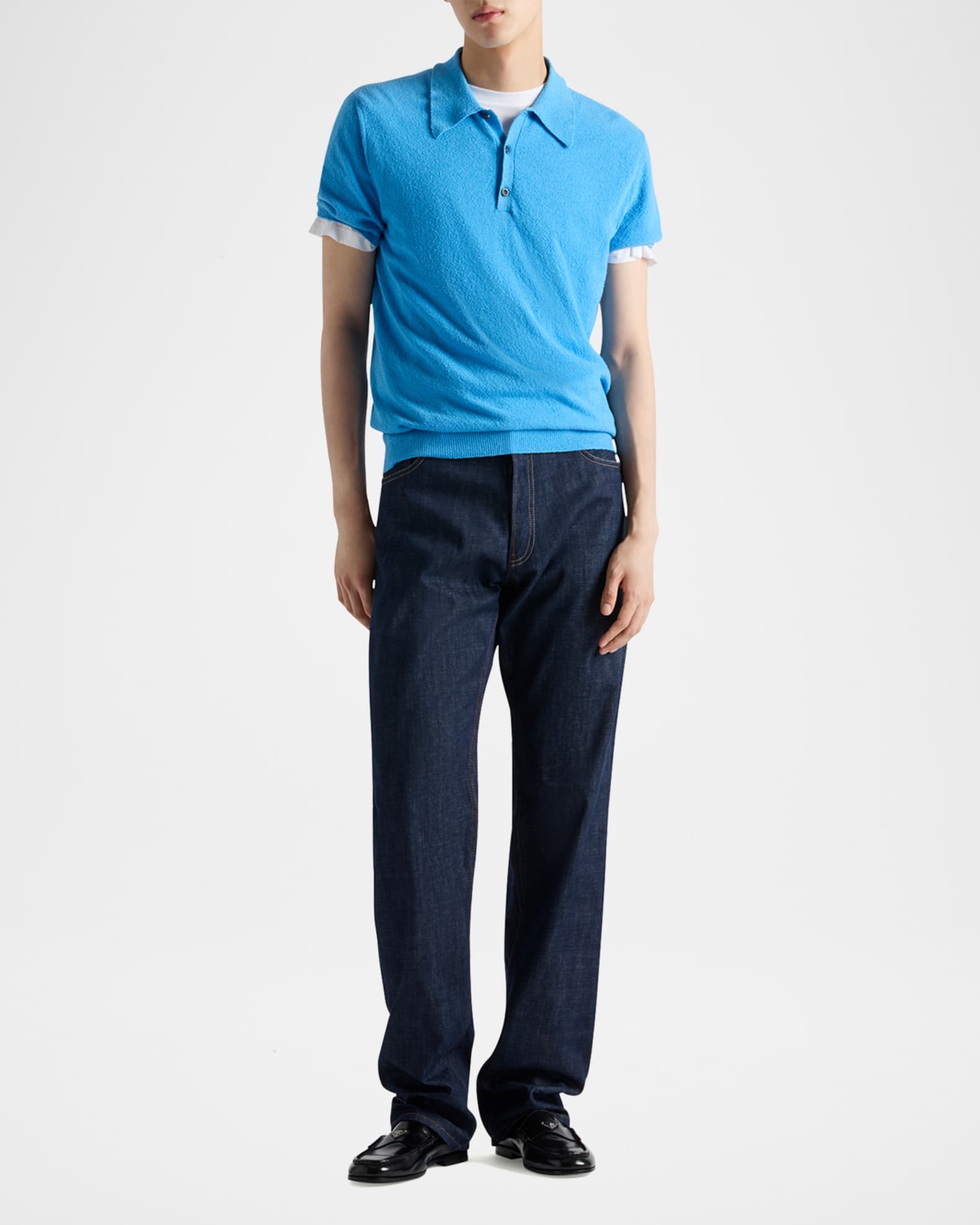 Prada Men's Knit Polo Shirt | Neiman Marcus