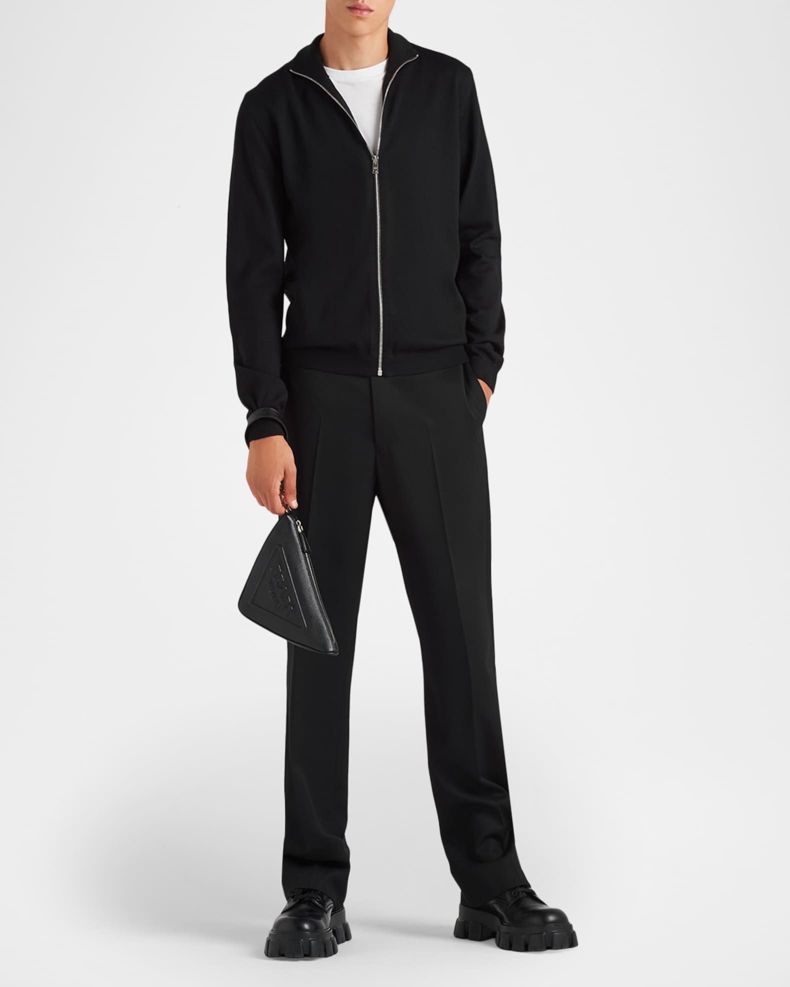 トップス 00s PRADA Uomo zip pure wool cardigan 25576544_55756600_600.jpg