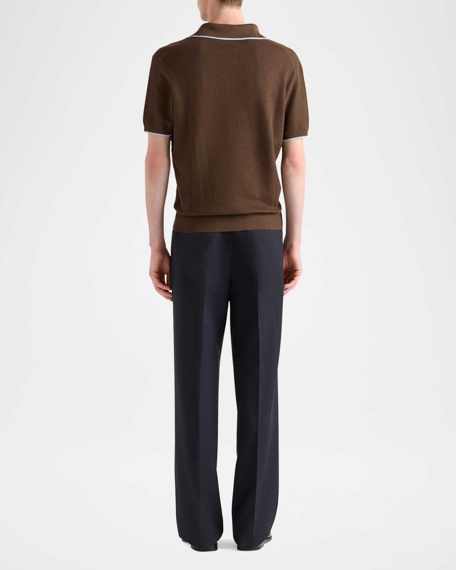 Prada Men's Silk-Cotton Knit Polo Shirt | Neiman Marcus