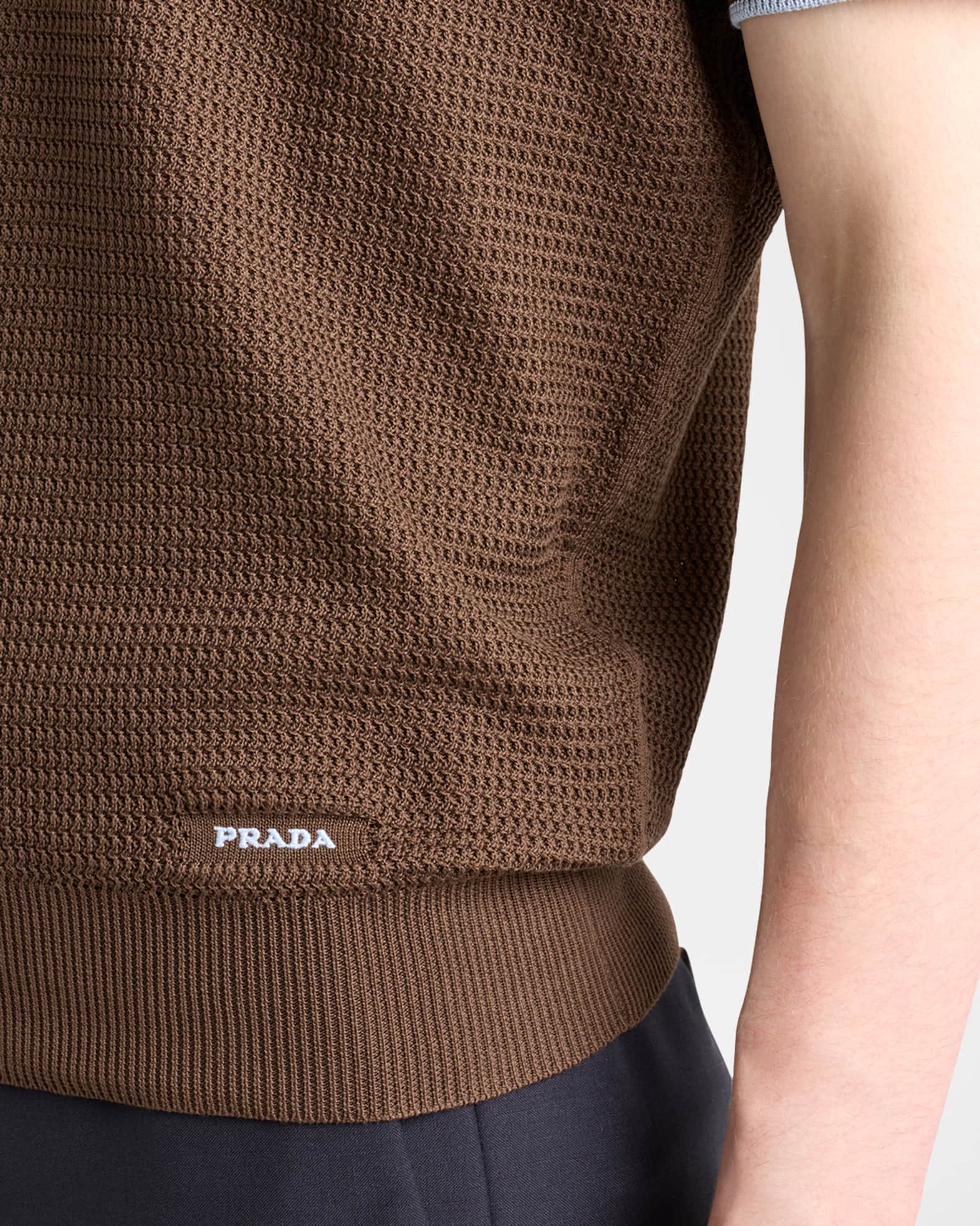 Prada Men's Silk-Cotton Knit Polo Shirt | Neiman Marcus