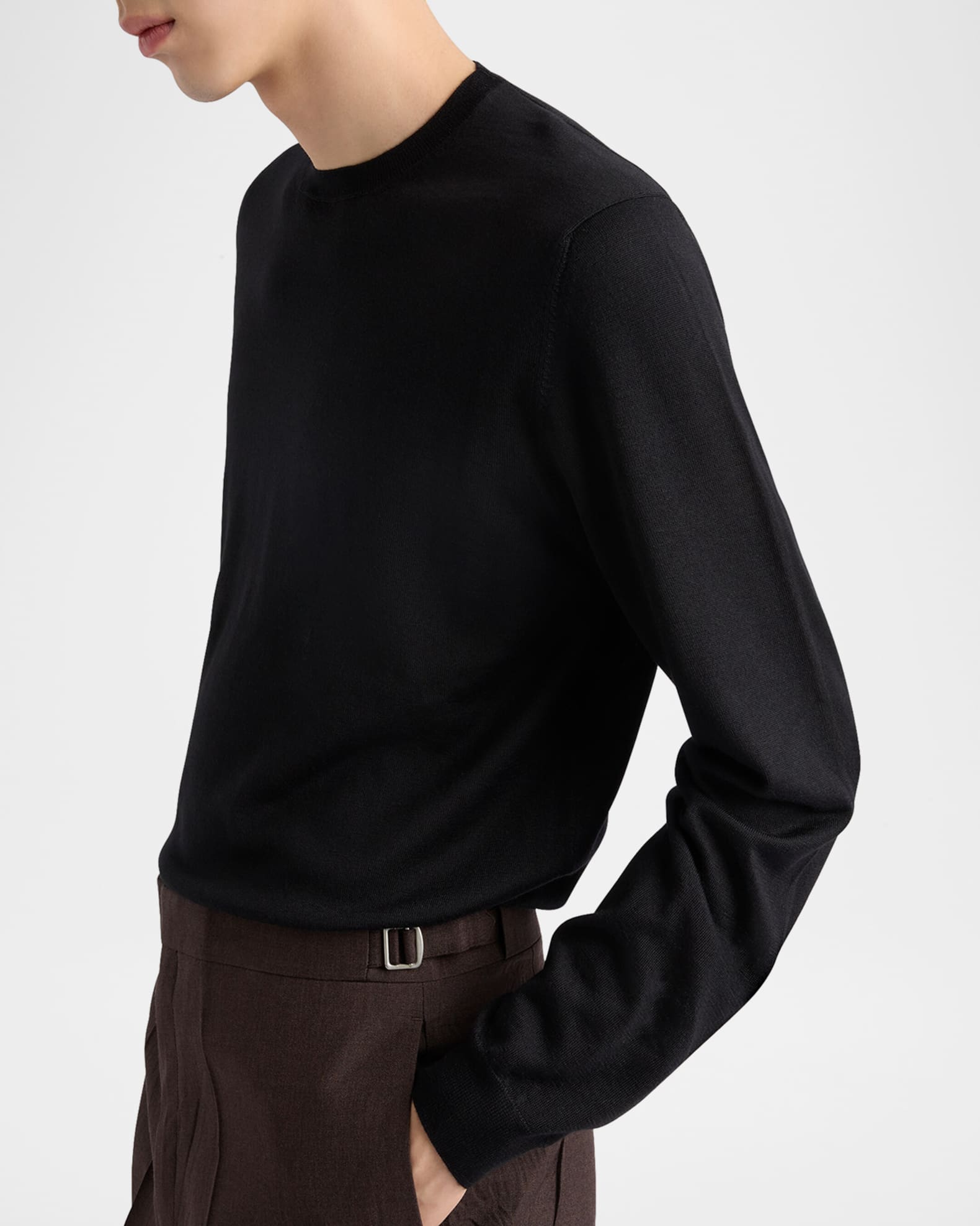Prada Men's Silk-Cashmere Crew Sweater | Neiman Marcus