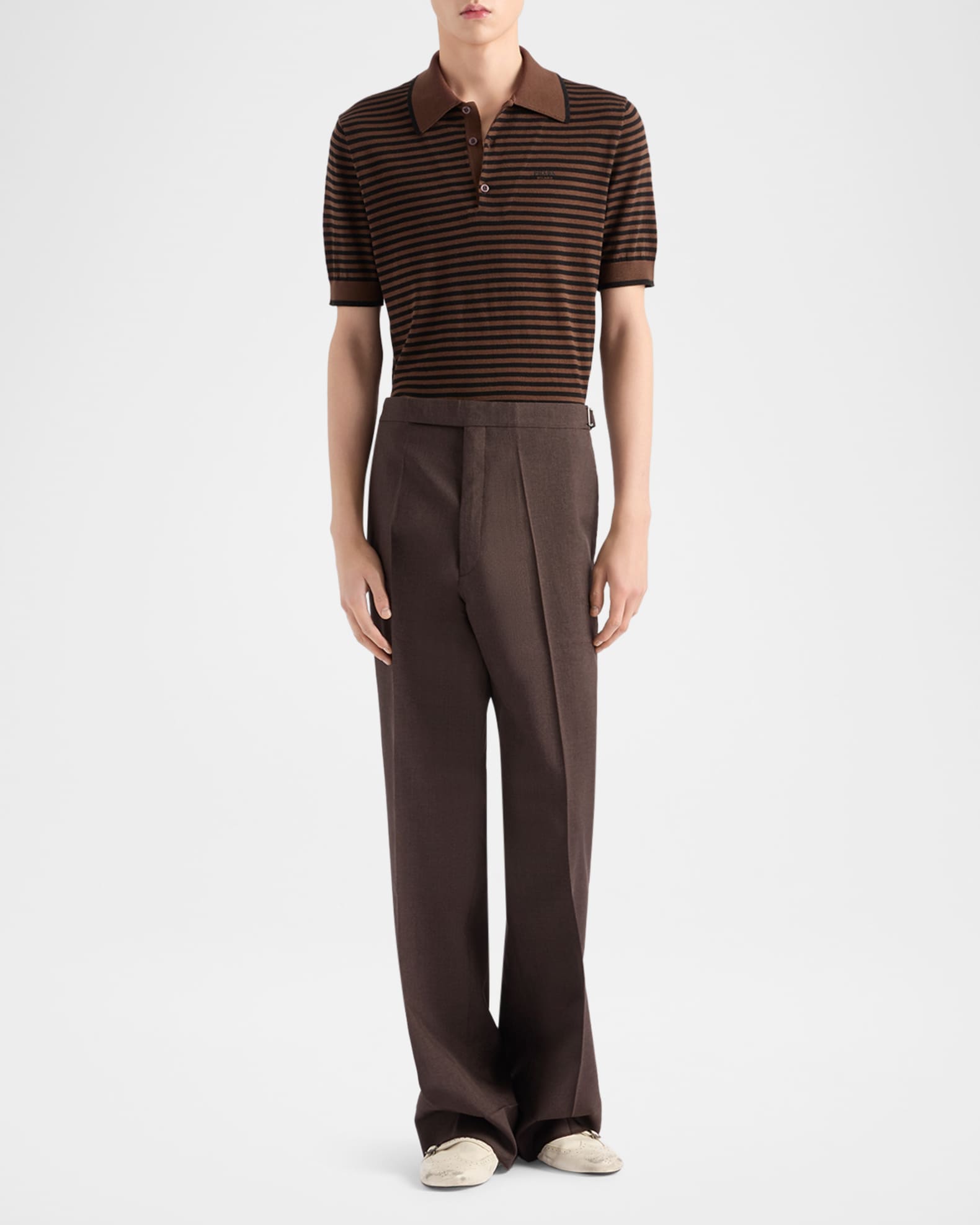 Prada Men's Striped Cotton Short-Sleeve Polo Shirt | Neiman