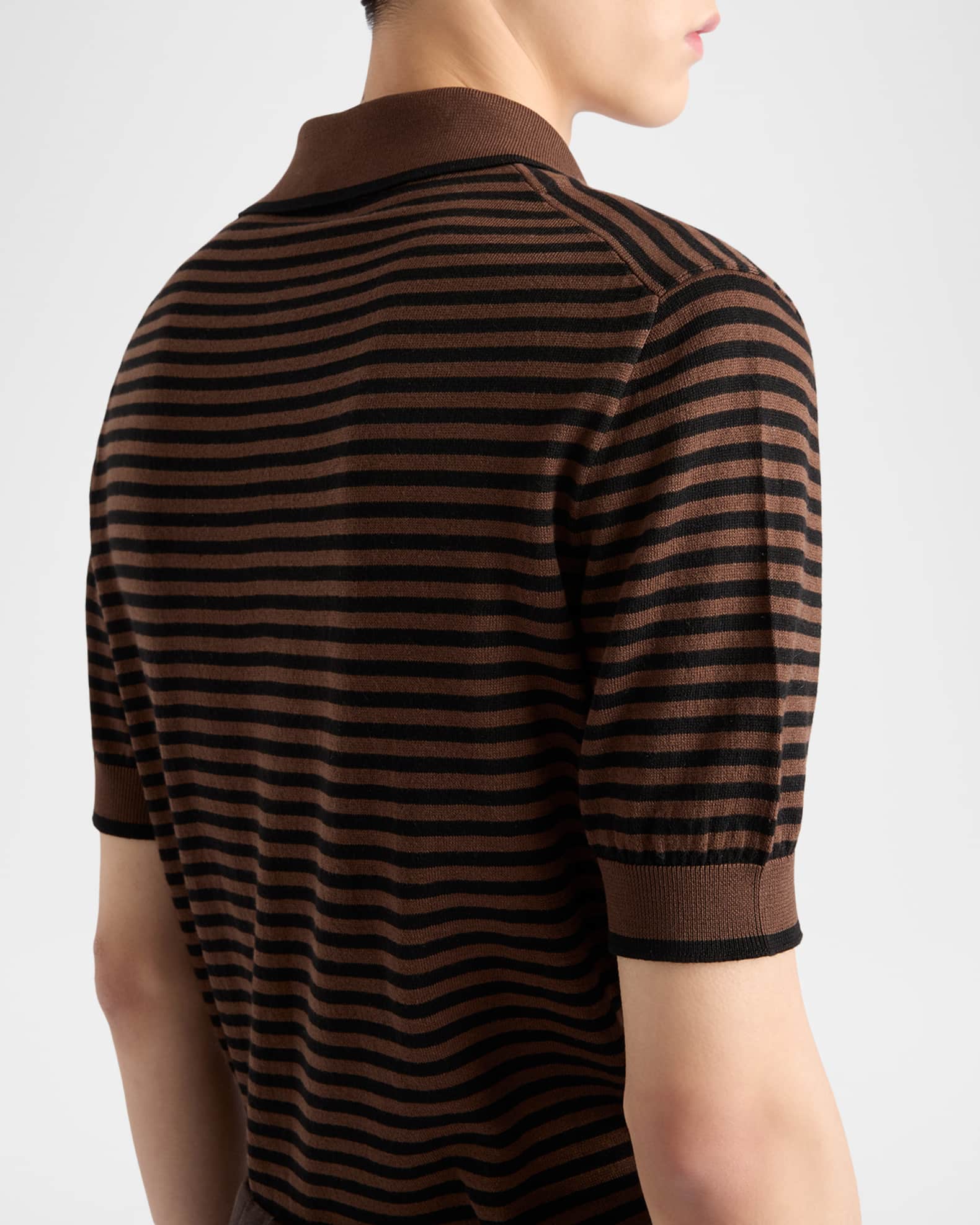 Prada Men's Striped Cotton Short-Sleeve Polo Shirt | Neiman