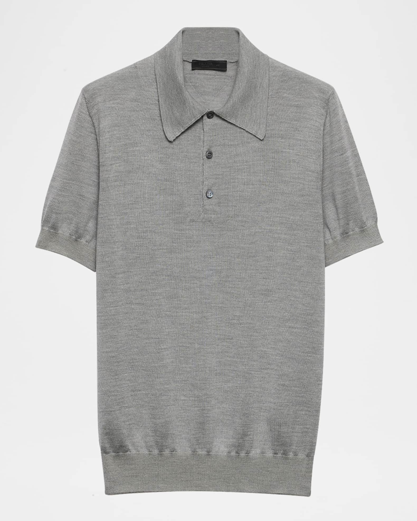 Prada Men's Cashmere and Silk Knit Short-Sleeve Polo Sweater