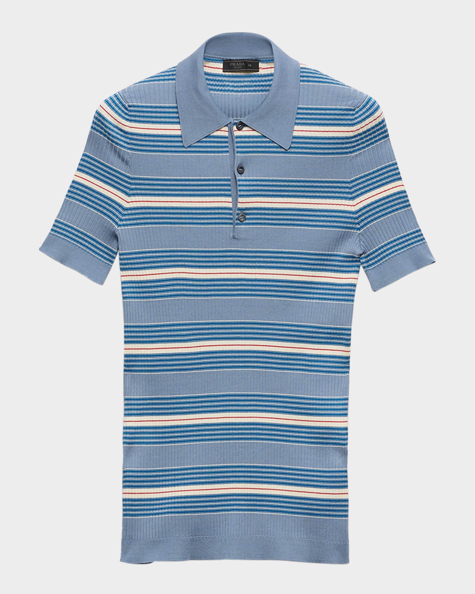 Prada Men's Striped Cotton Short-Sleeve Polo Shirt | Neiman