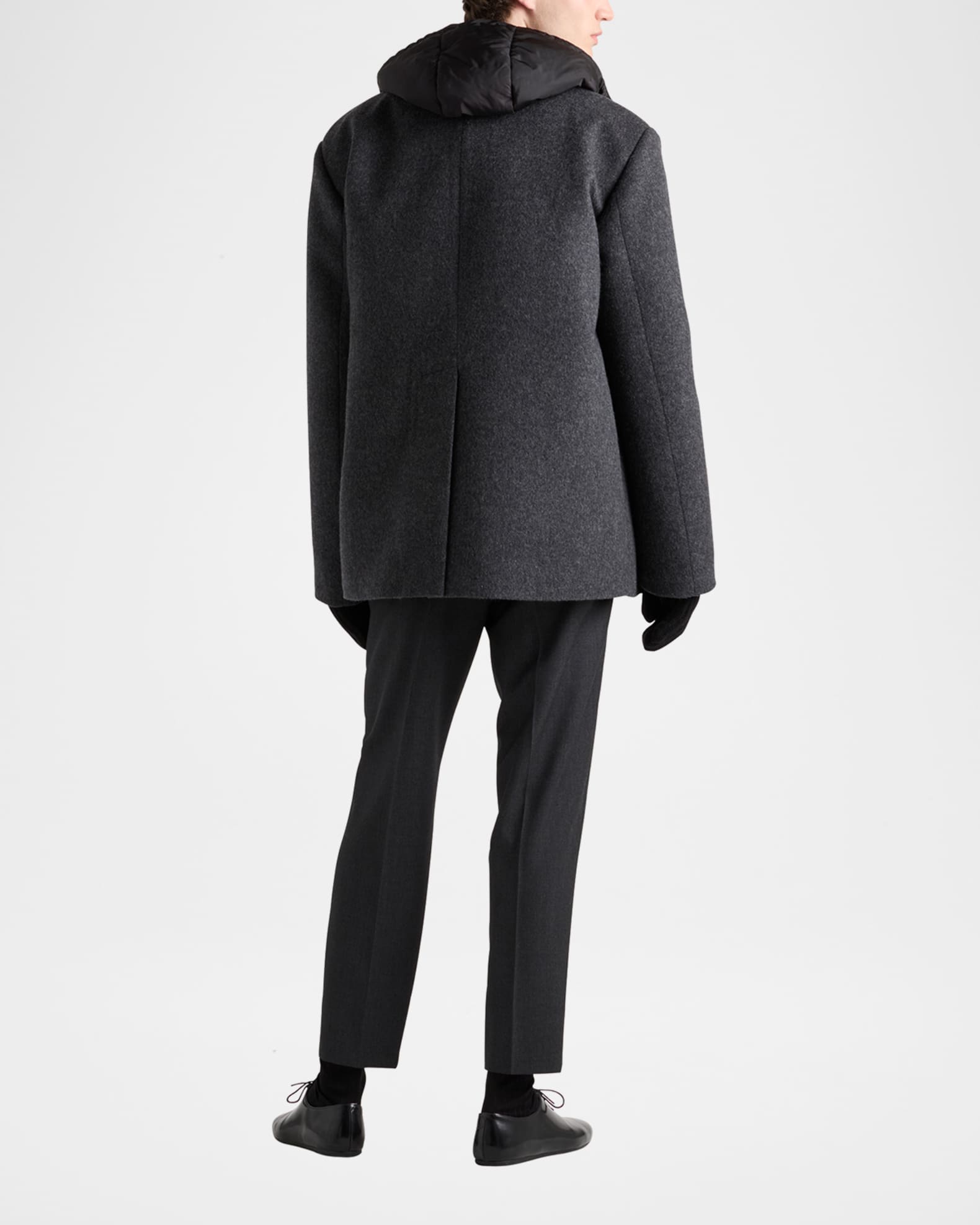 パーカー・フーディ PRADA SGC687_1Y5V WOOL AND CASHMERE HOODED VEEST Prada Cashmere Hooded Sweatshirt with Logo Detail - Bergdorf
