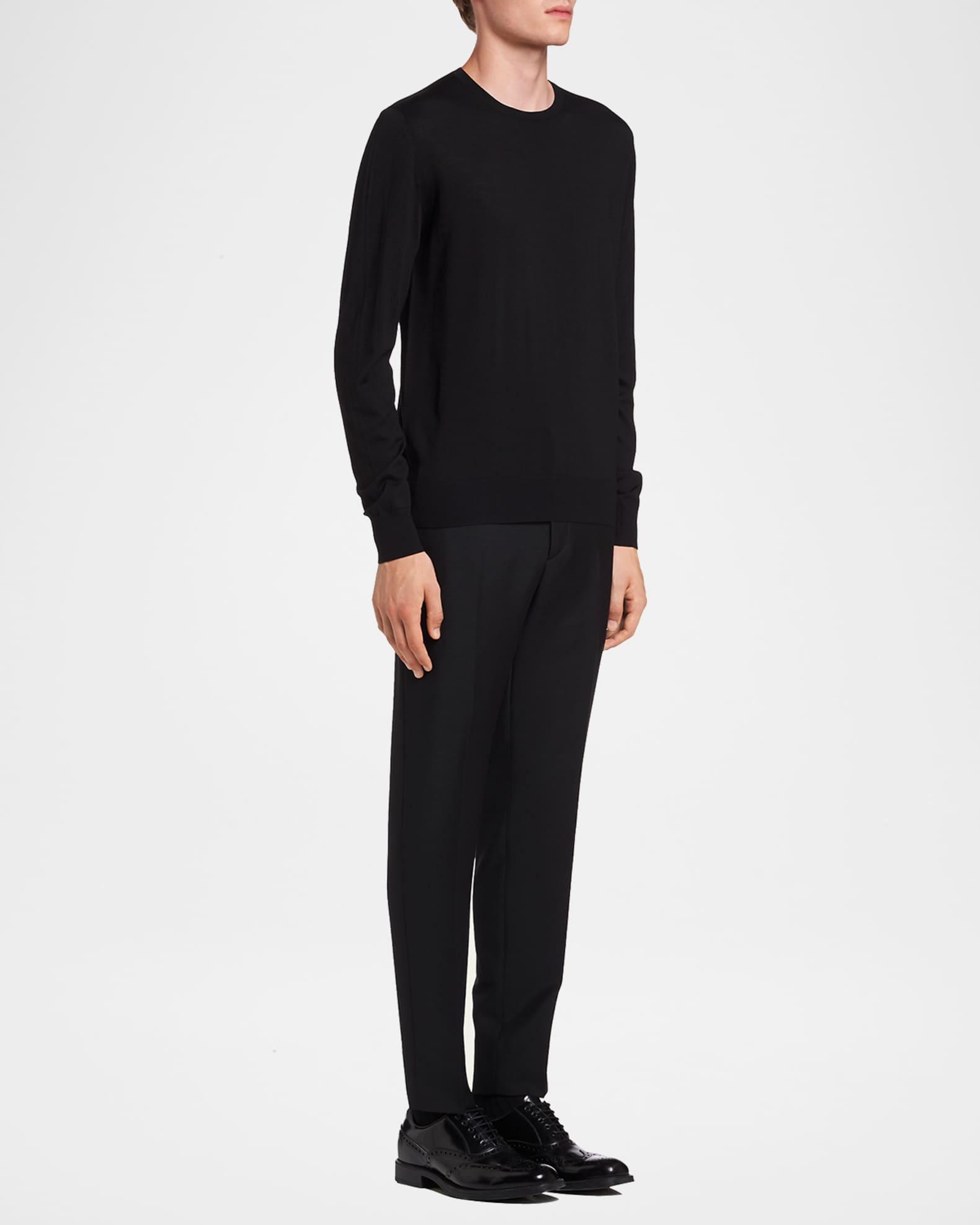 トップス prada wool crewneck sweater Prada Men's Worsted Wool Crewneck Sweater | Neiman Marcus