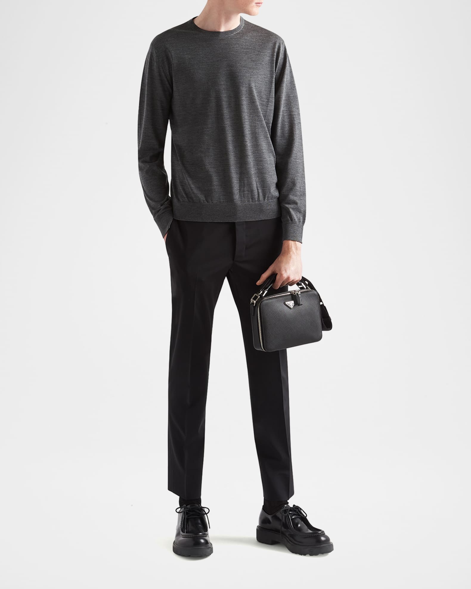 Prada Men Tapered Leg Wool Trousers