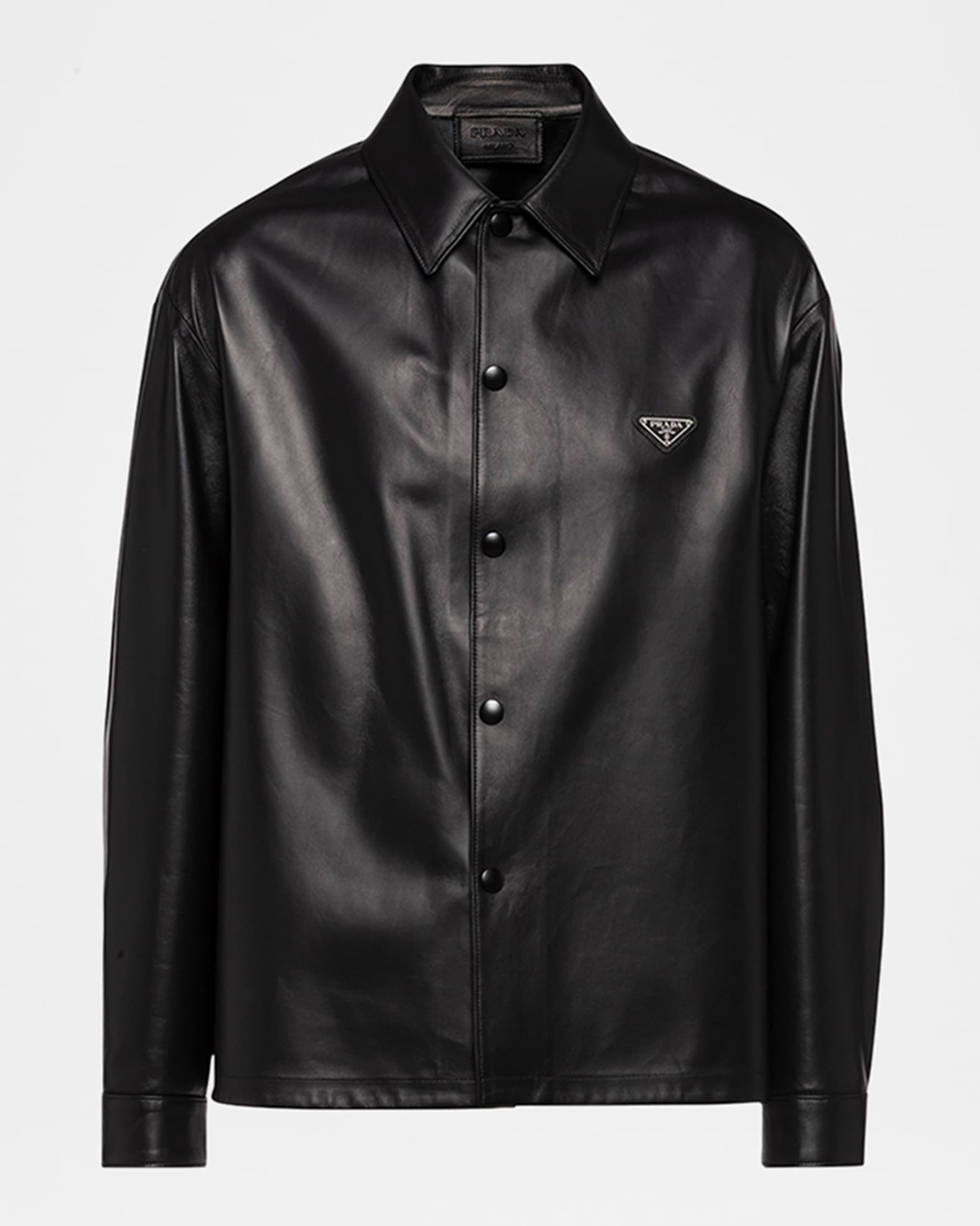 Men's Napa Leather Snap-Front Shirt 0